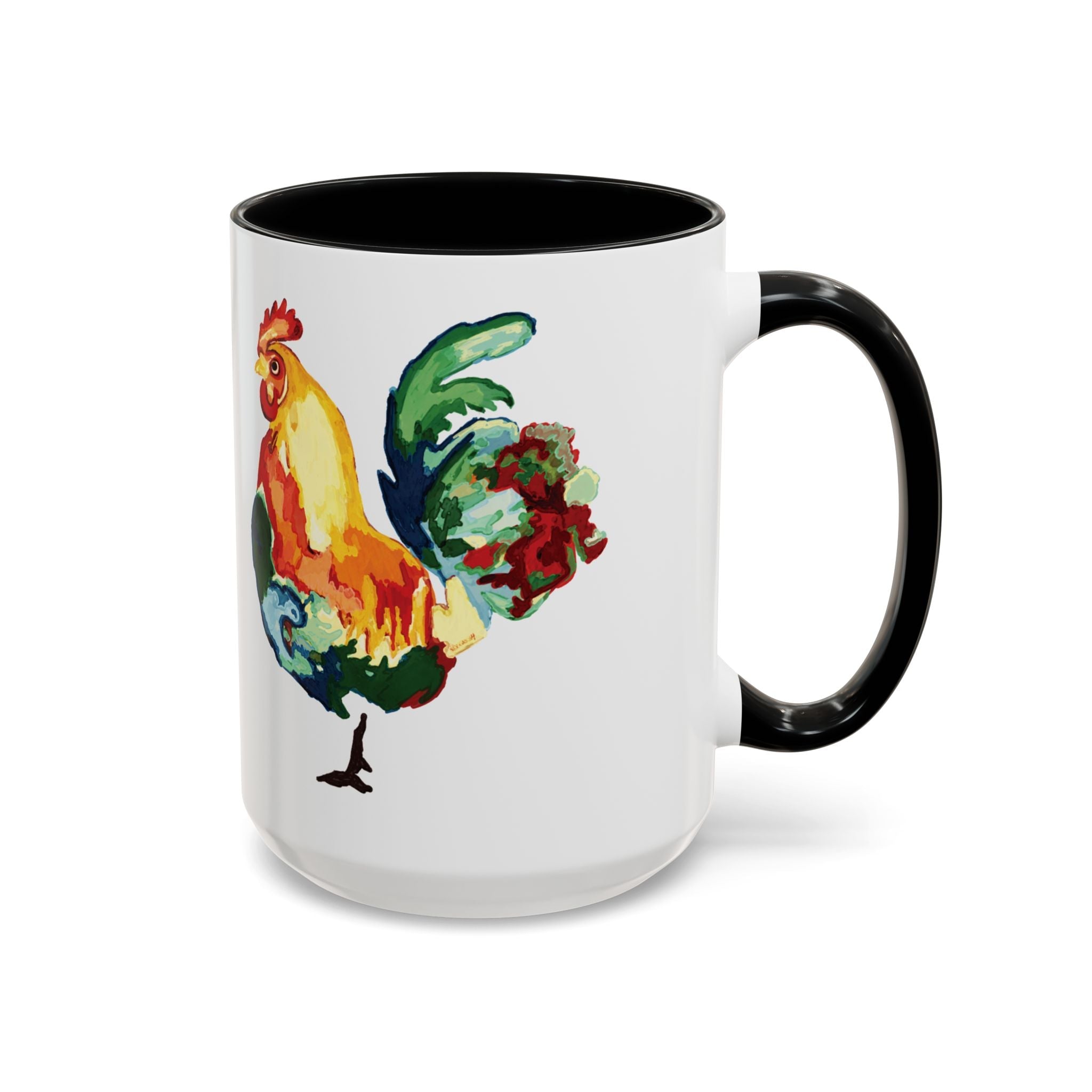 Rooster Two Tone Ceramic Coffee Mugs - Blue Cava