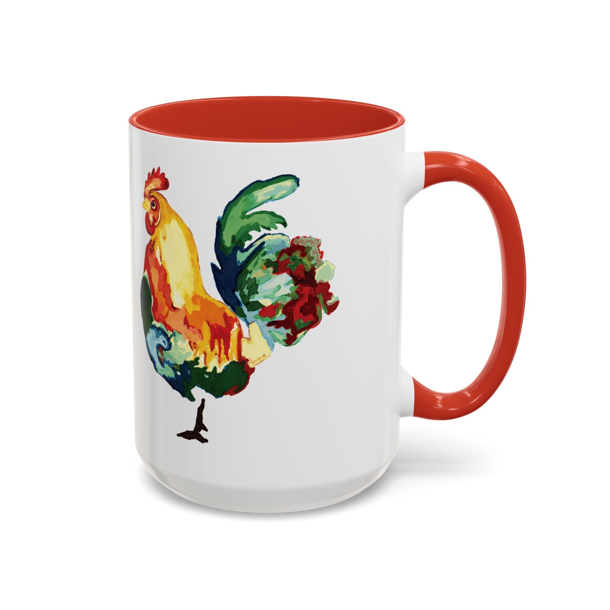 Rooster Two Tone Ceramic Coffee Mugs - Blue Cava