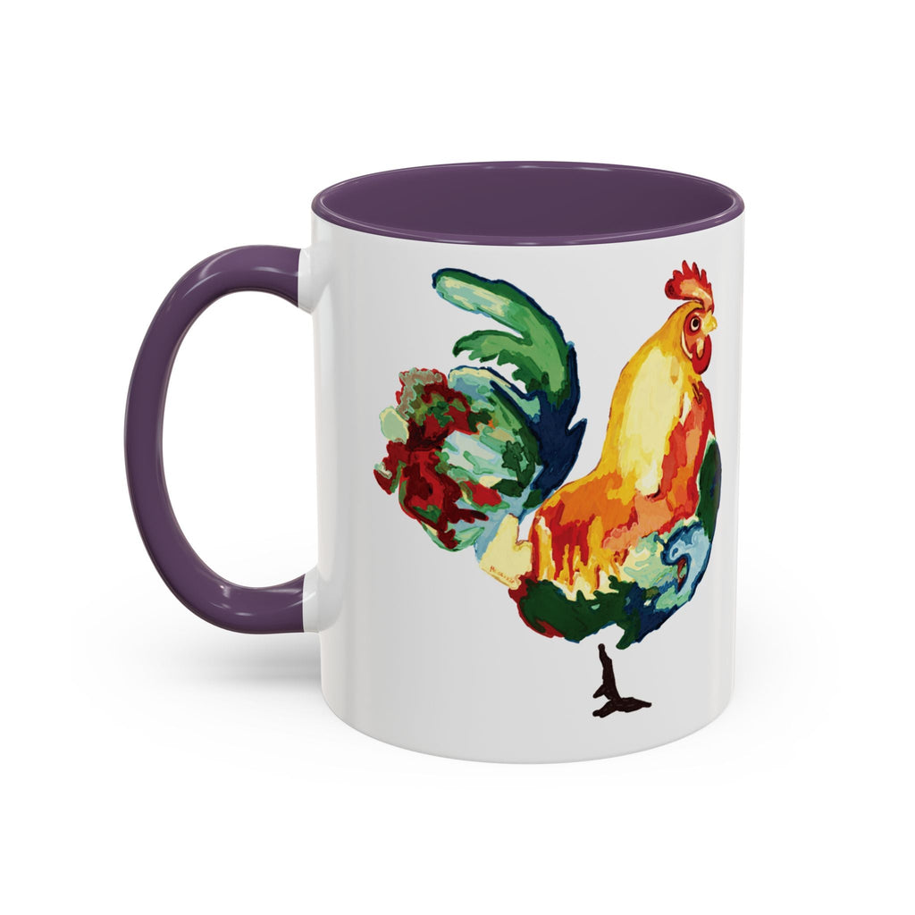 Rooster Two Tone Ceramic Coffee Mugs - Blue Cava