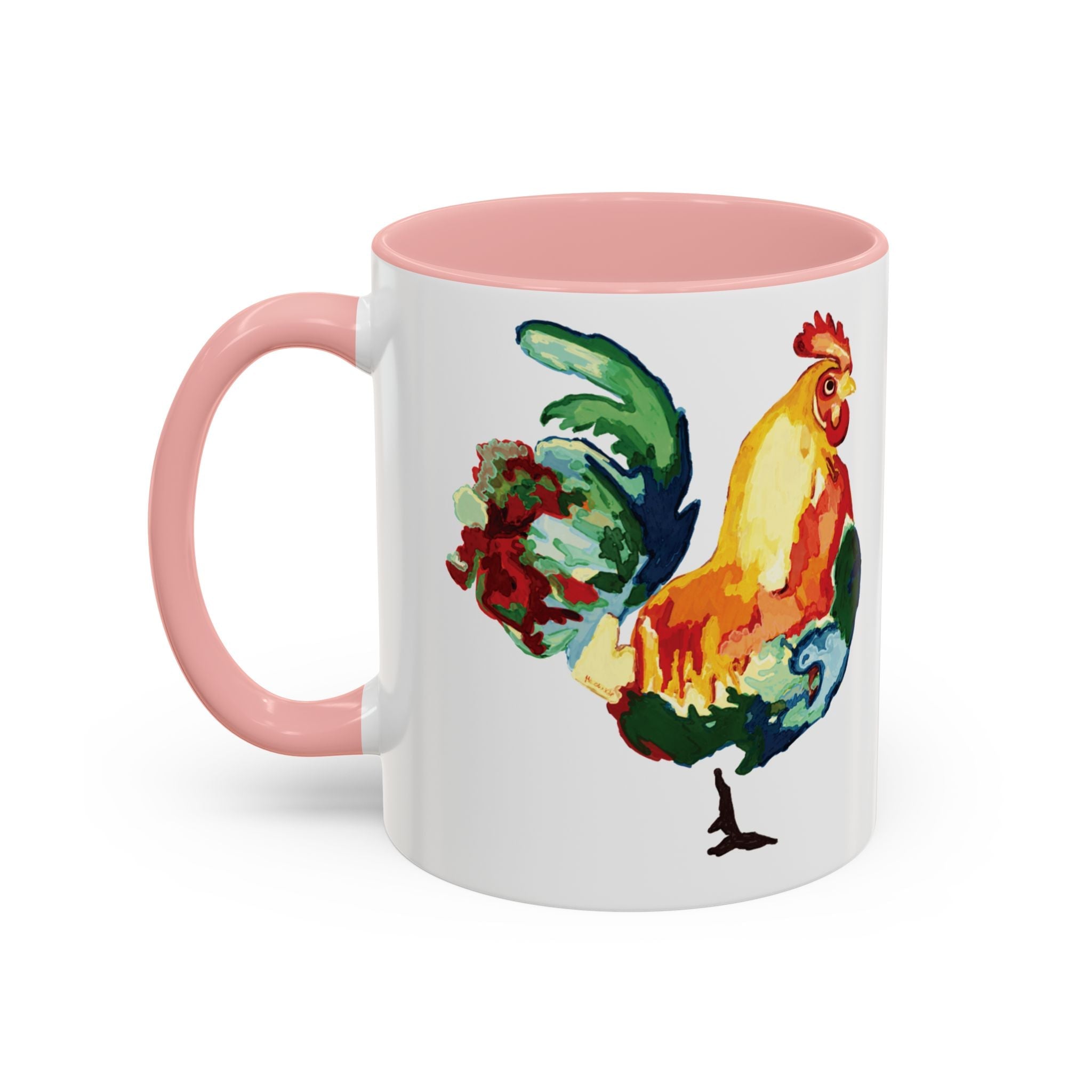Rooster Two Tone Ceramic Coffee Mugs - Blue Cava