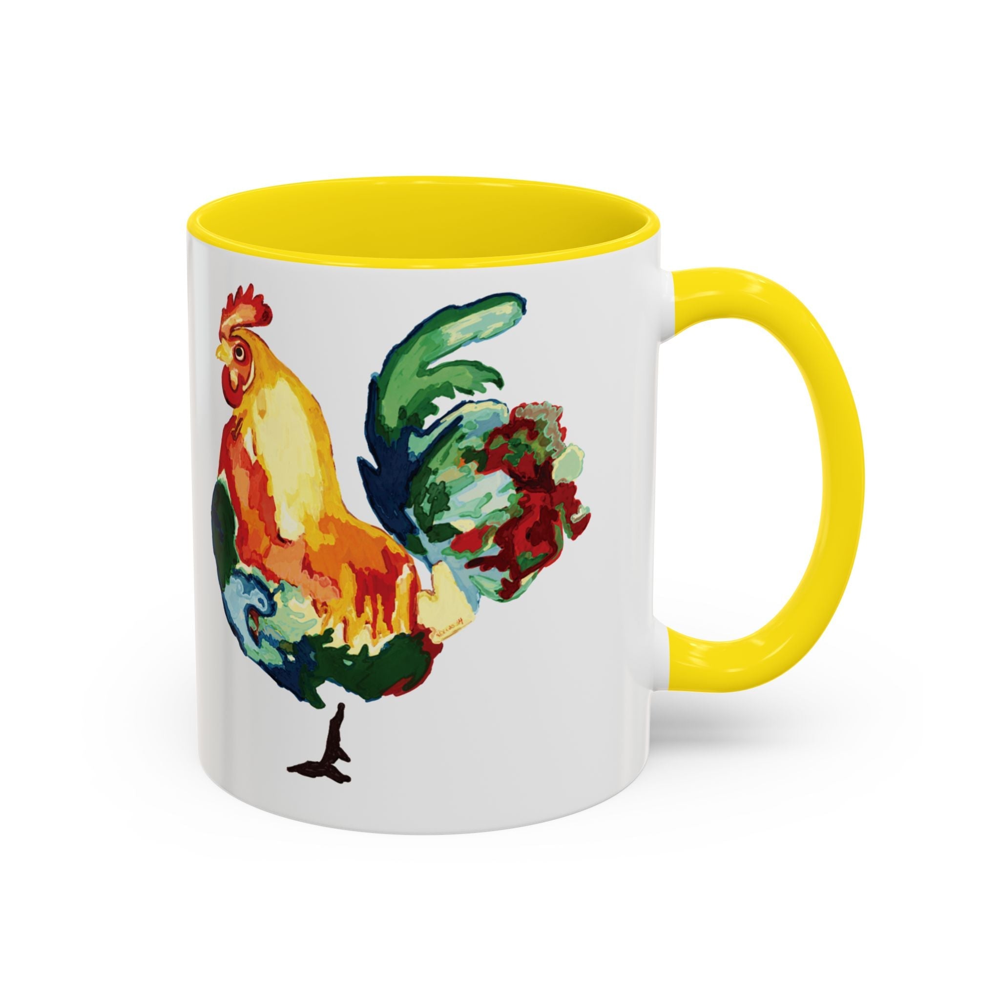 Rooster Two Tone Ceramic Coffee Mugs - Blue Cava
