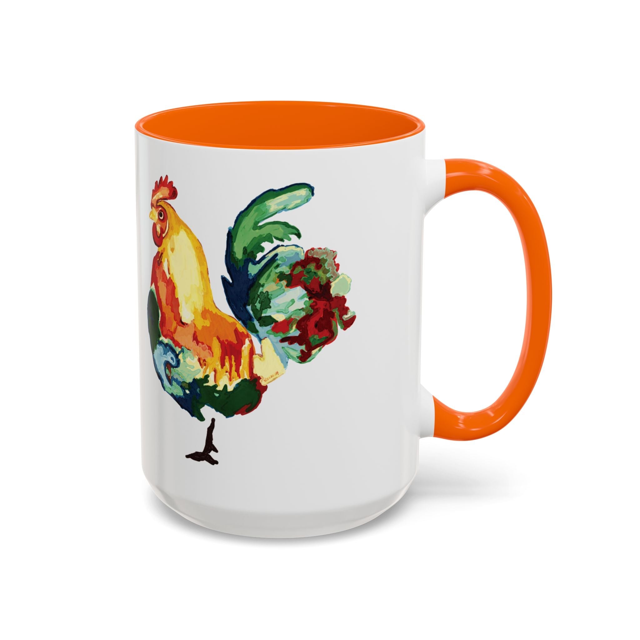 Rooster Two Tone Ceramic Coffee Mugs - Blue Cava
