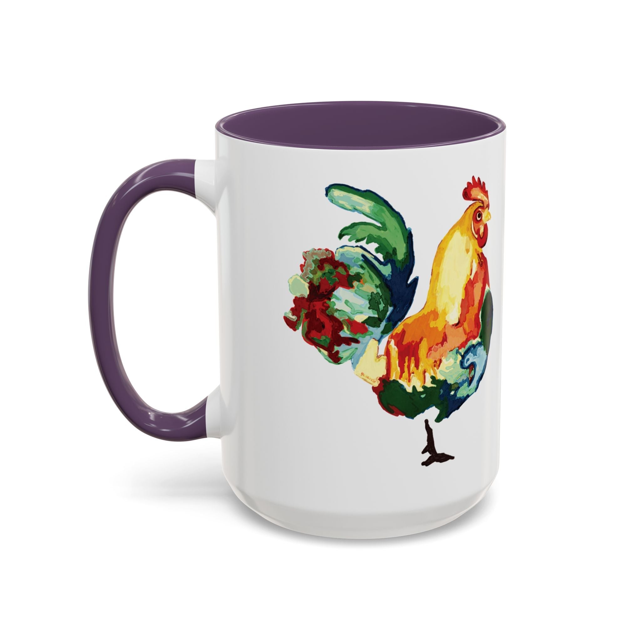 Rooster Two Tone Ceramic Coffee Mugs - Blue Cava