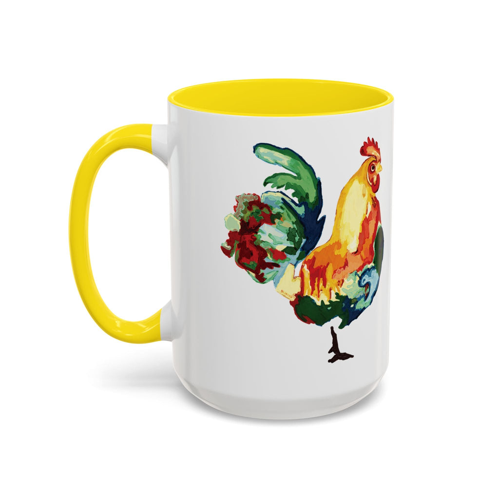 Rooster Two Tone Ceramic Coffee Mugs - Blue Cava