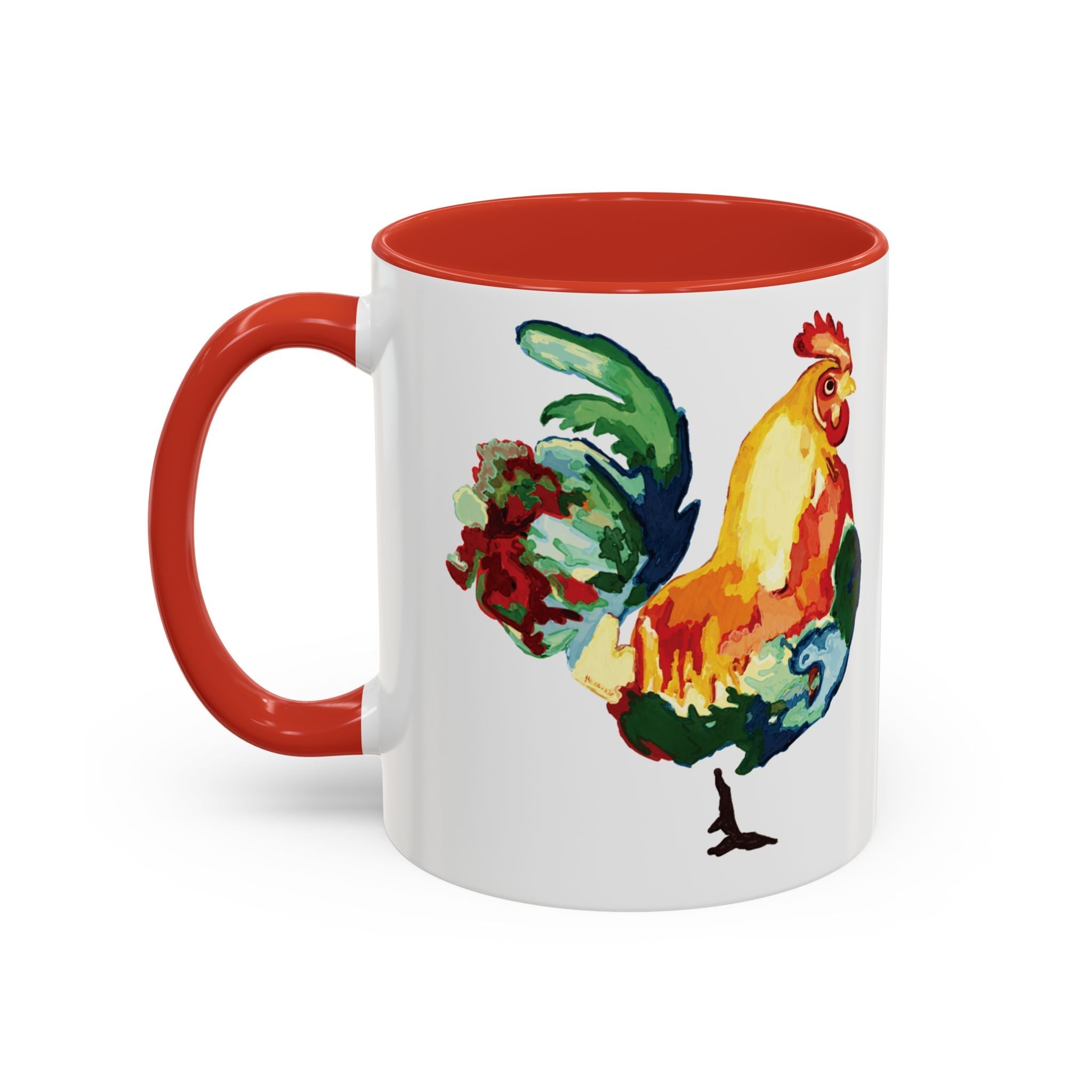 Rooster Two Tone Ceramic Coffee Mugs - Blue Cava
