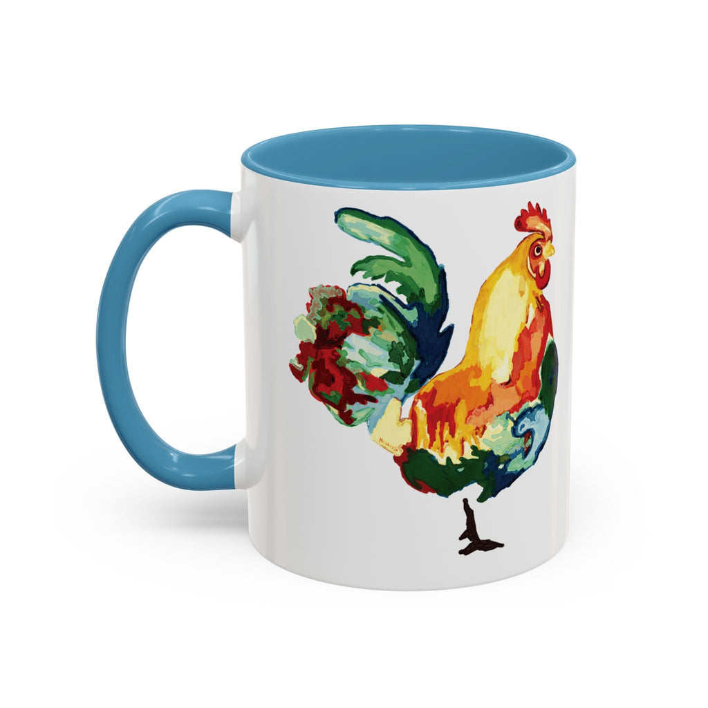 Rooster Two Tone Ceramic Coffee Mugs - Blue Cava