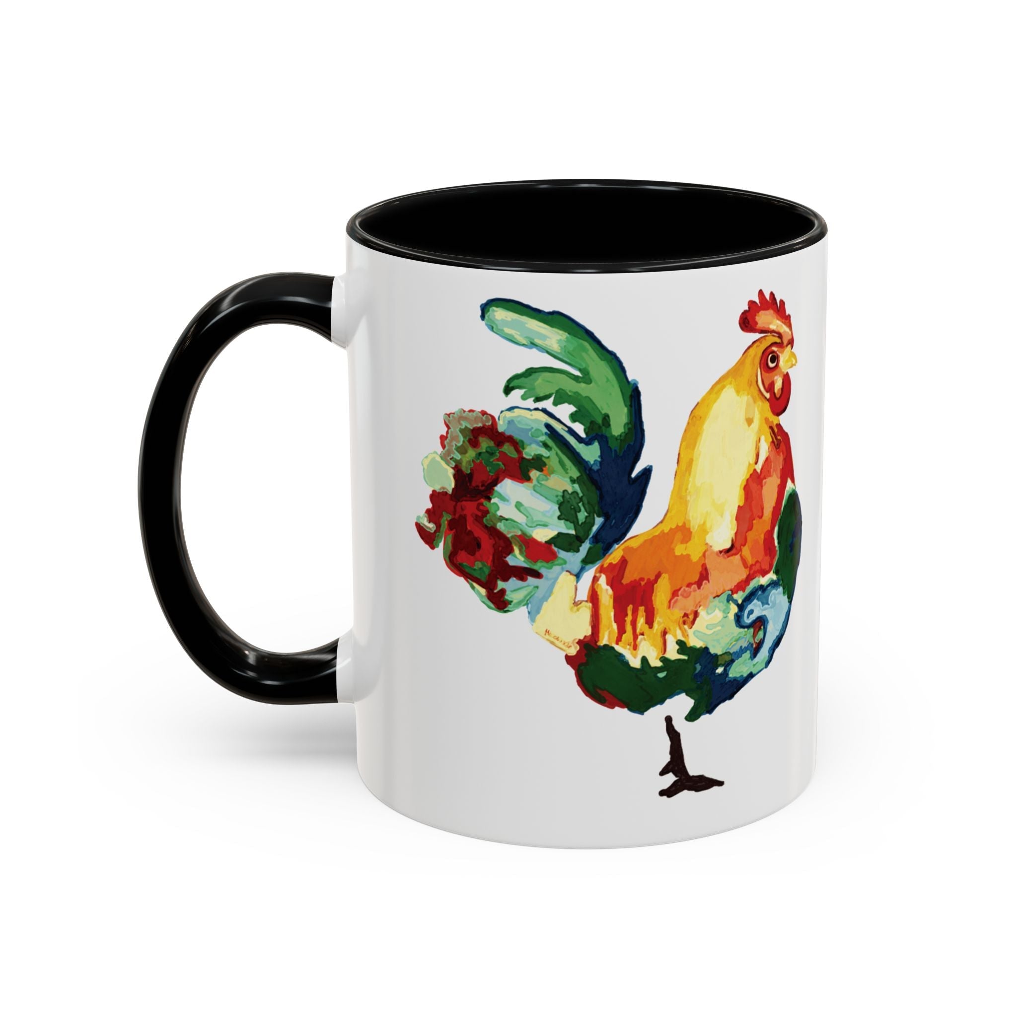 Rooster Two Tone Ceramic Coffee Mugs - Blue Cava