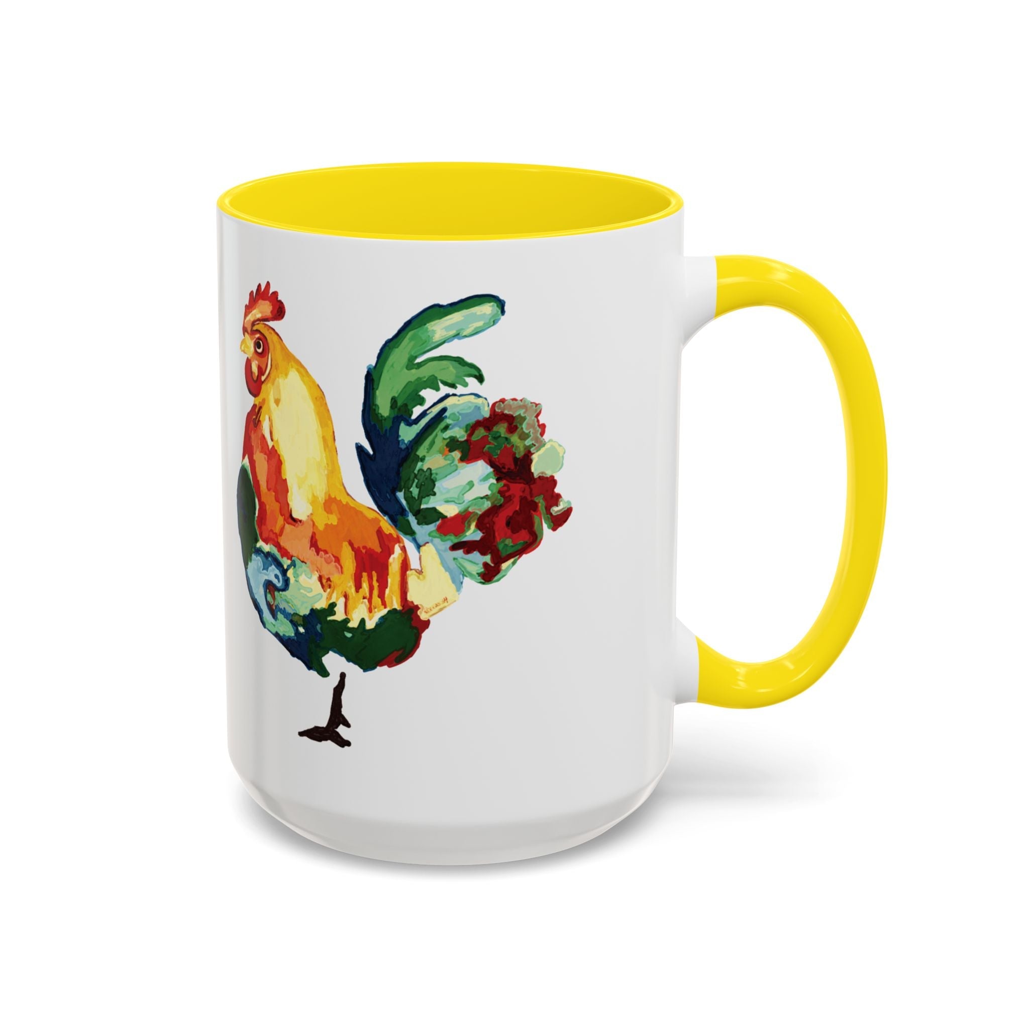 Rooster Two Tone Ceramic Coffee Mugs - Blue Cava