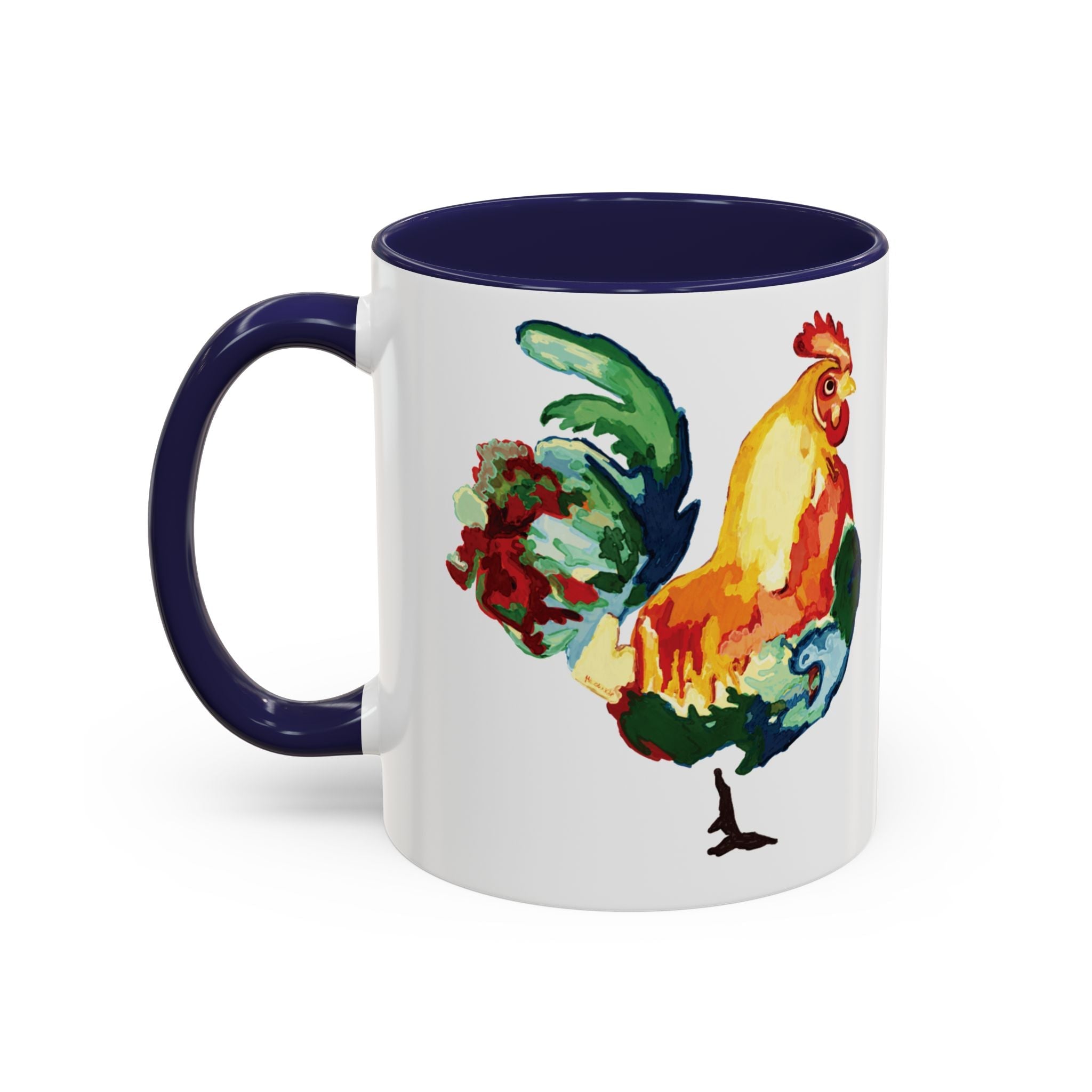 Rooster Two Tone Ceramic Coffee Mugs - Blue Cava