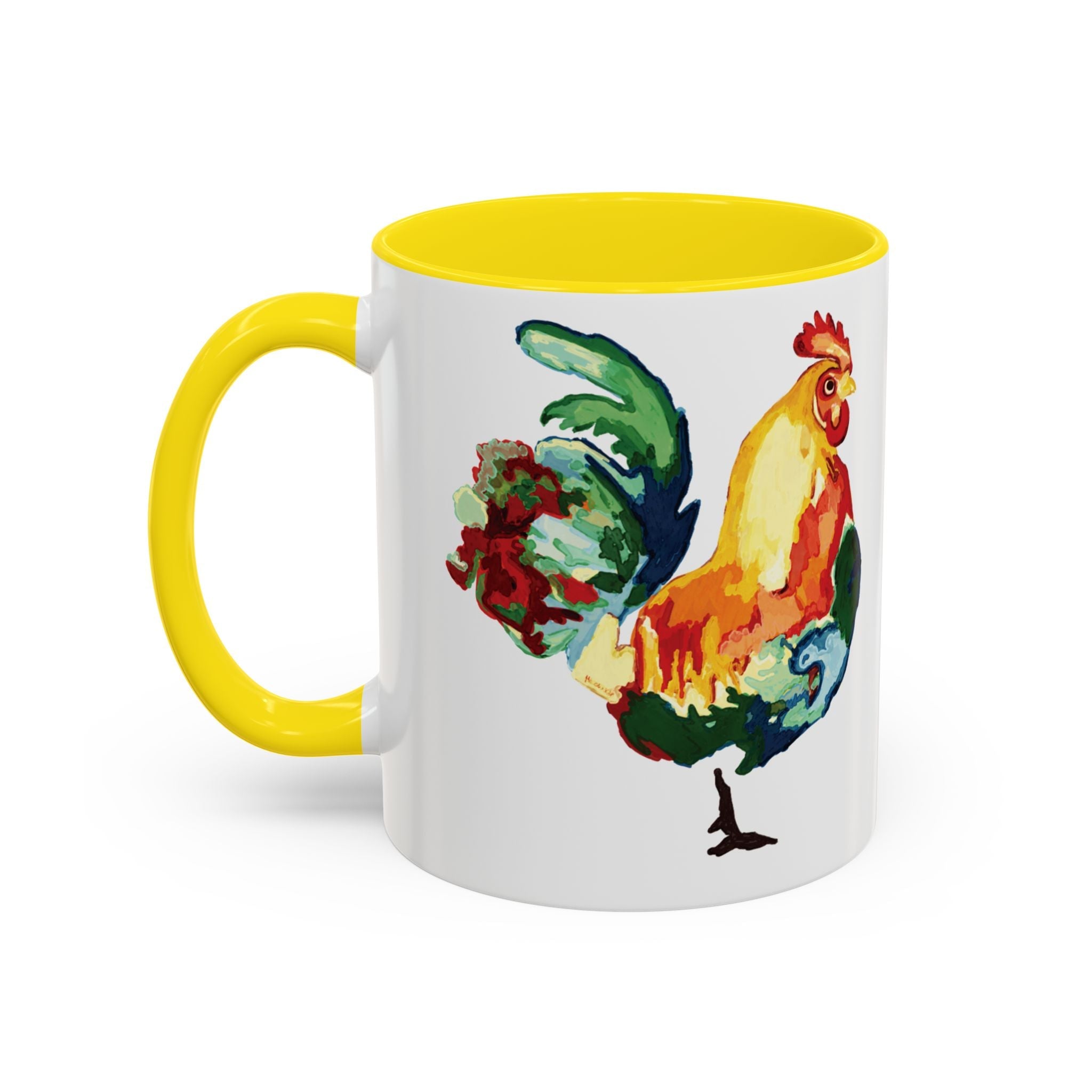 Rooster Two Tone Ceramic Coffee Mugs - Blue Cava