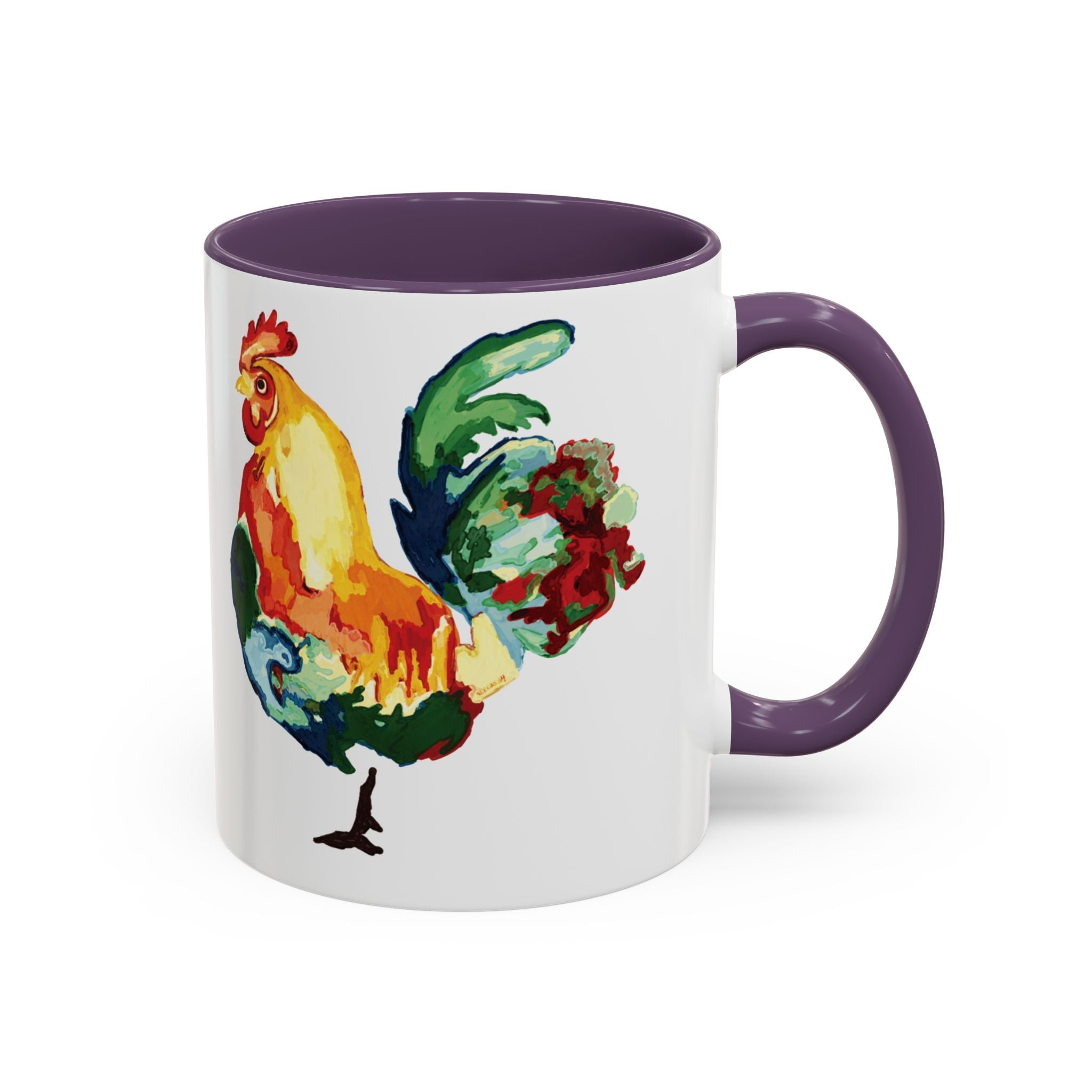 Rooster Two Tone Ceramic Coffee Mugs - Blue Cava