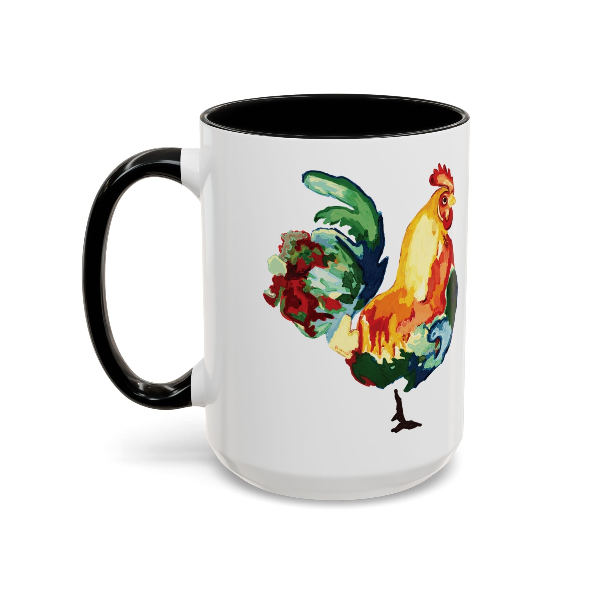 Rooster Two Tone Ceramic Coffee Mugs - Blue Cava