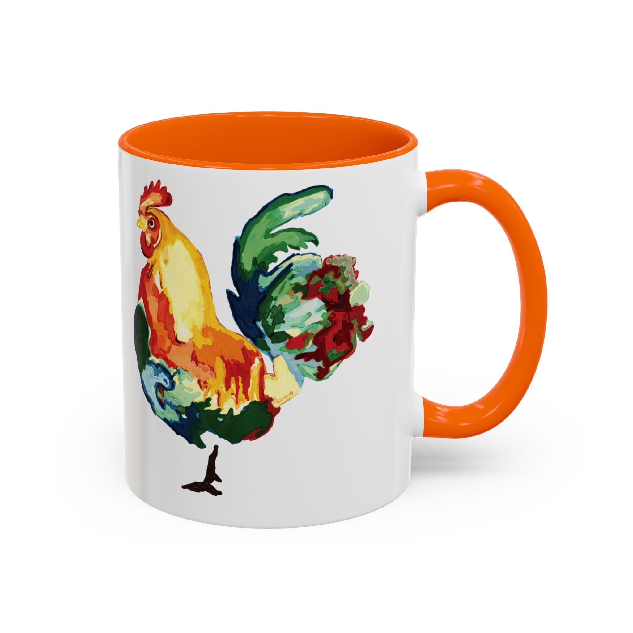 Rooster Two Tone Ceramic Coffee Mugs - Blue Cava