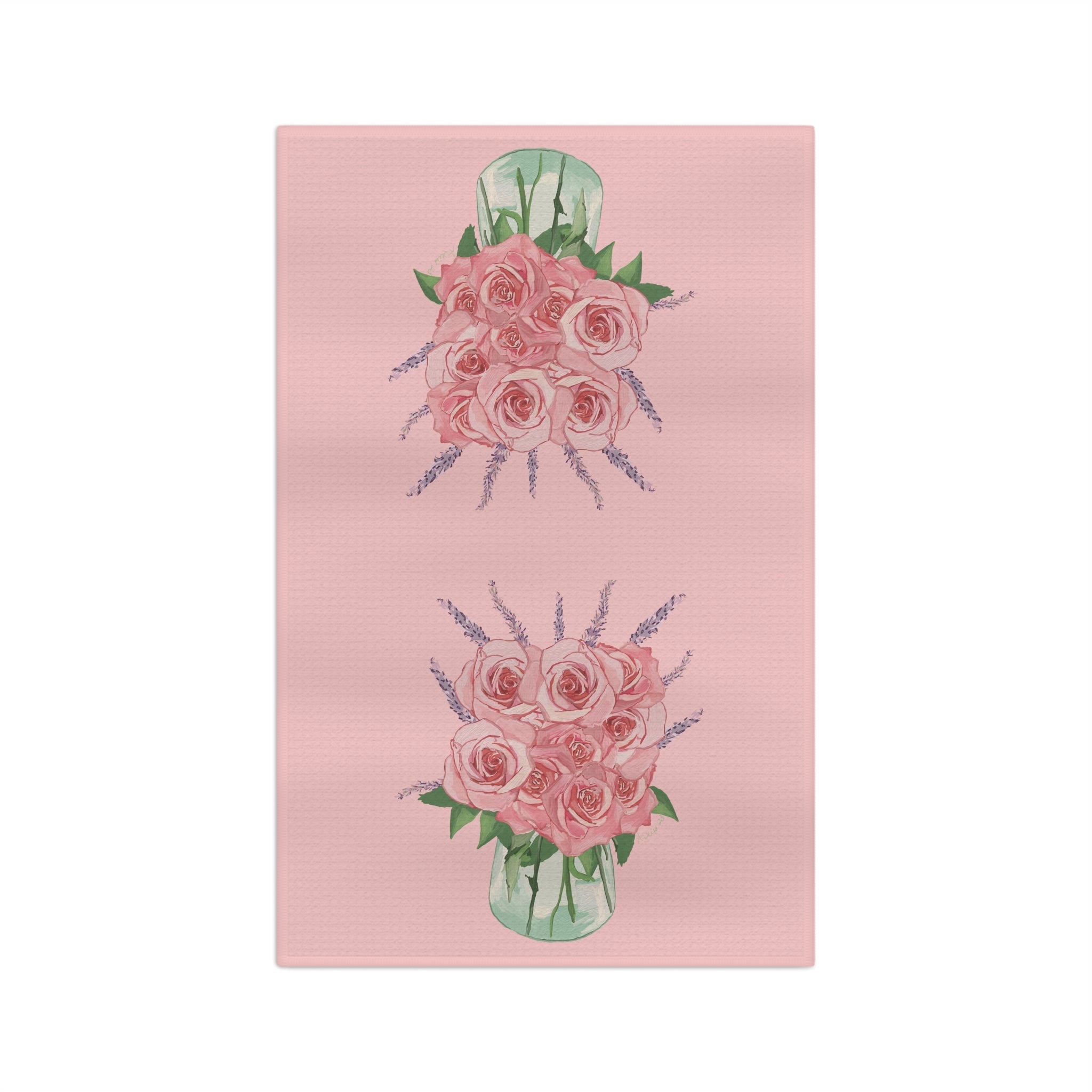 Roses and lavender Microfiber Waffle Kitchen Towel - Blue Cava