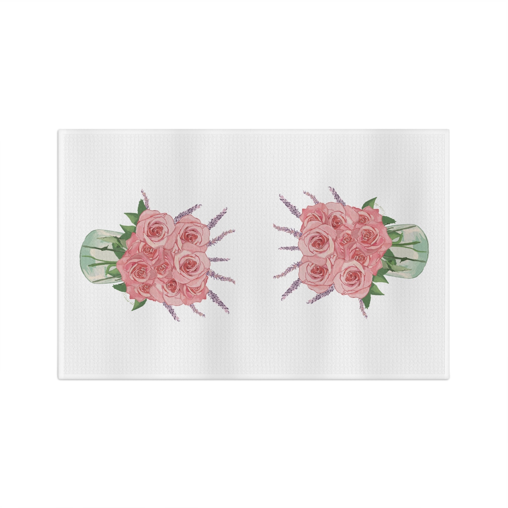 Roses and Lavender Microfiber Waffle Kitchen Towel - Blue Cava