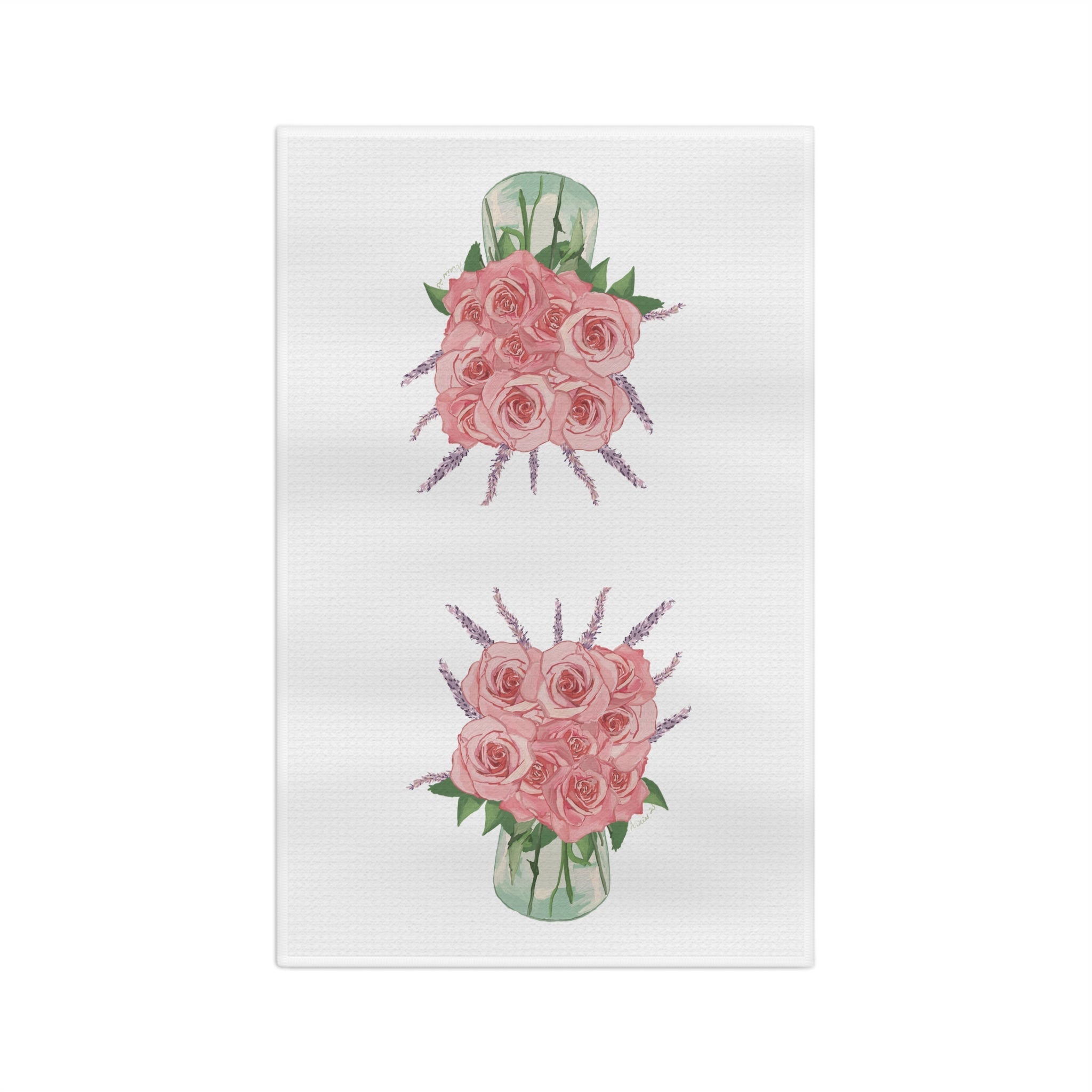 Roses and Lavender Microfiber Waffle Kitchen Towel - Blue Cava