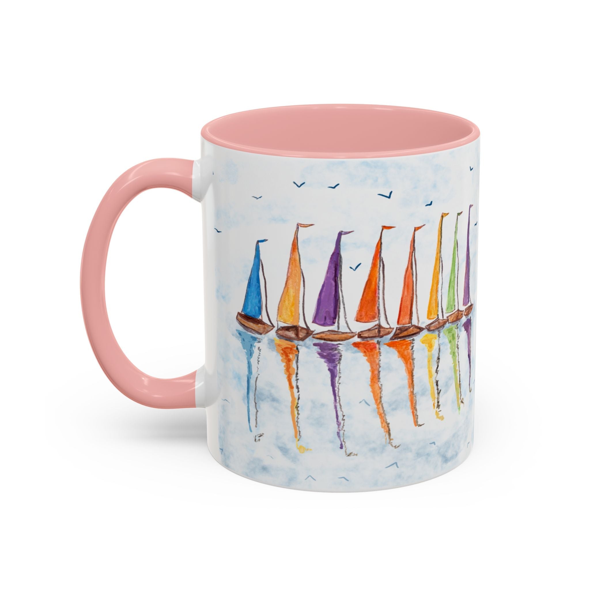 Sailboat Reflections Two Tone Coffee Mugs - Blue Cava