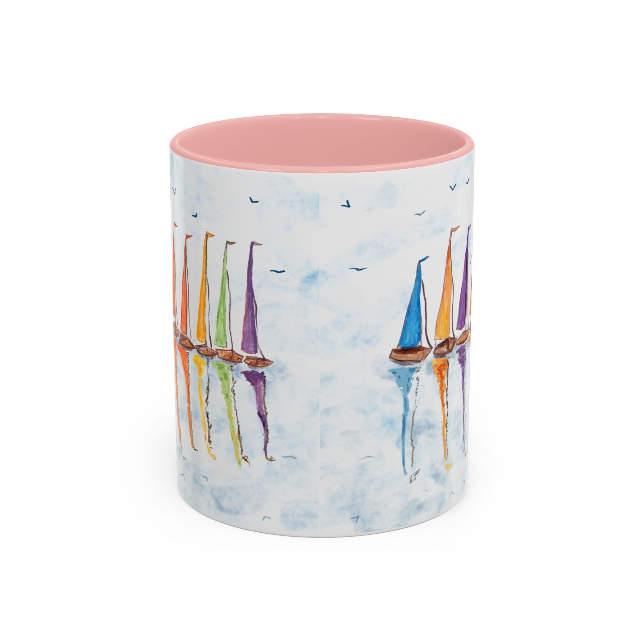 Sailboat Reflections Two Tone Coffee Mugs - Blue Cava