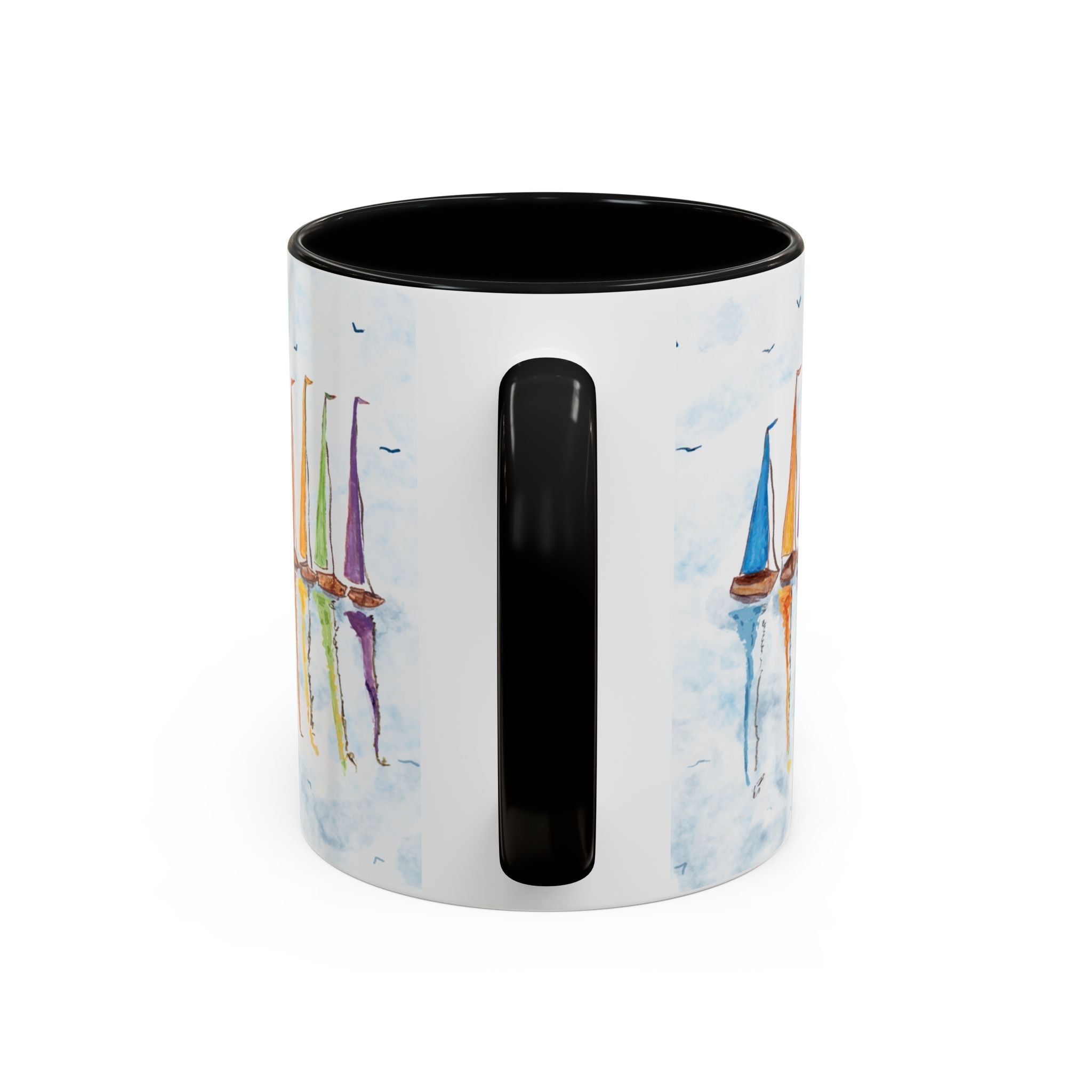 Sailboat Reflections Two Tone Coffee Mugs - Blue Cava