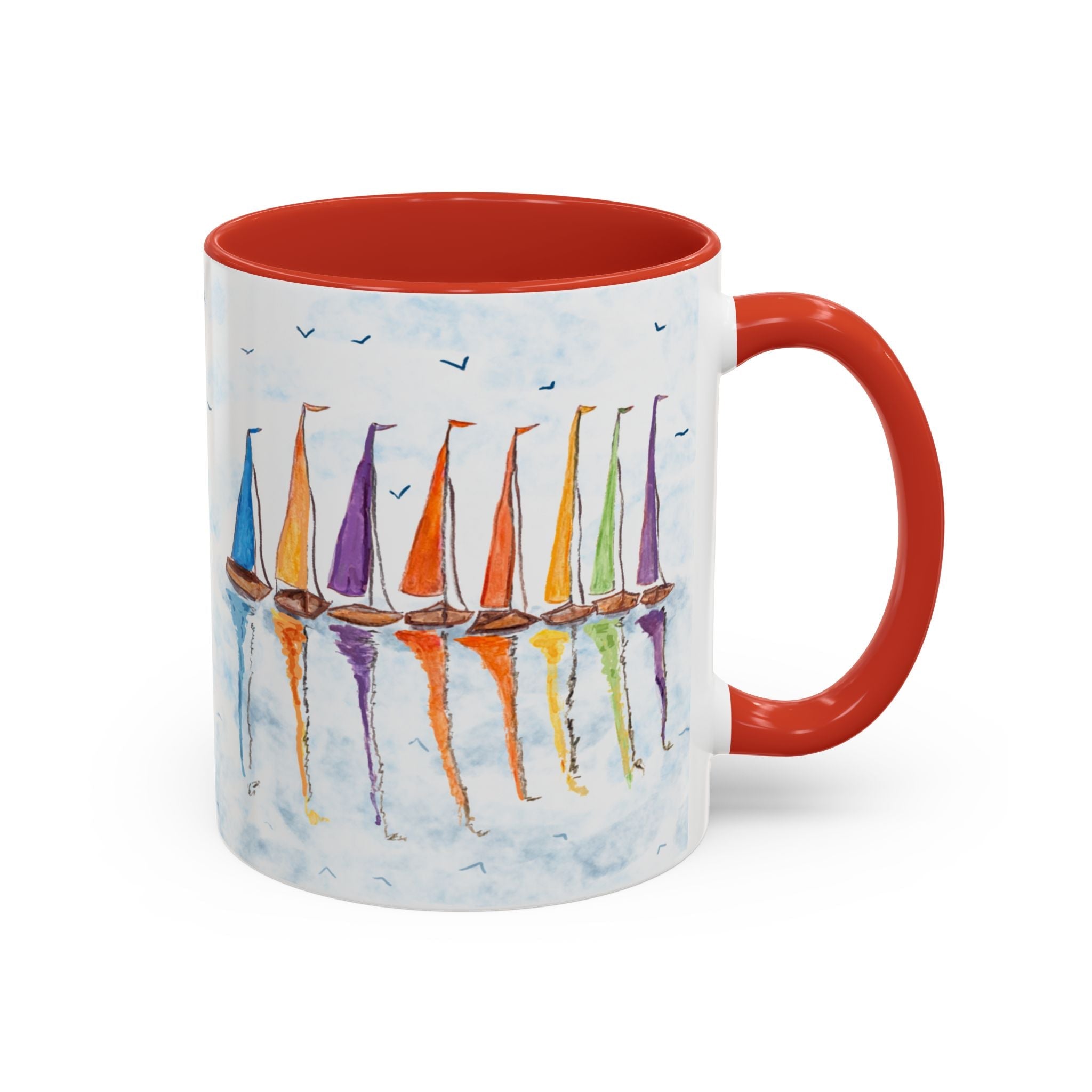Sailboat Reflections Two Tone Coffee Mugs - Blue Cava