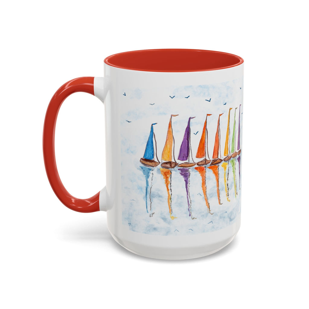 Sailboat Reflections Two Tone Coffee Mugs - Blue Cava