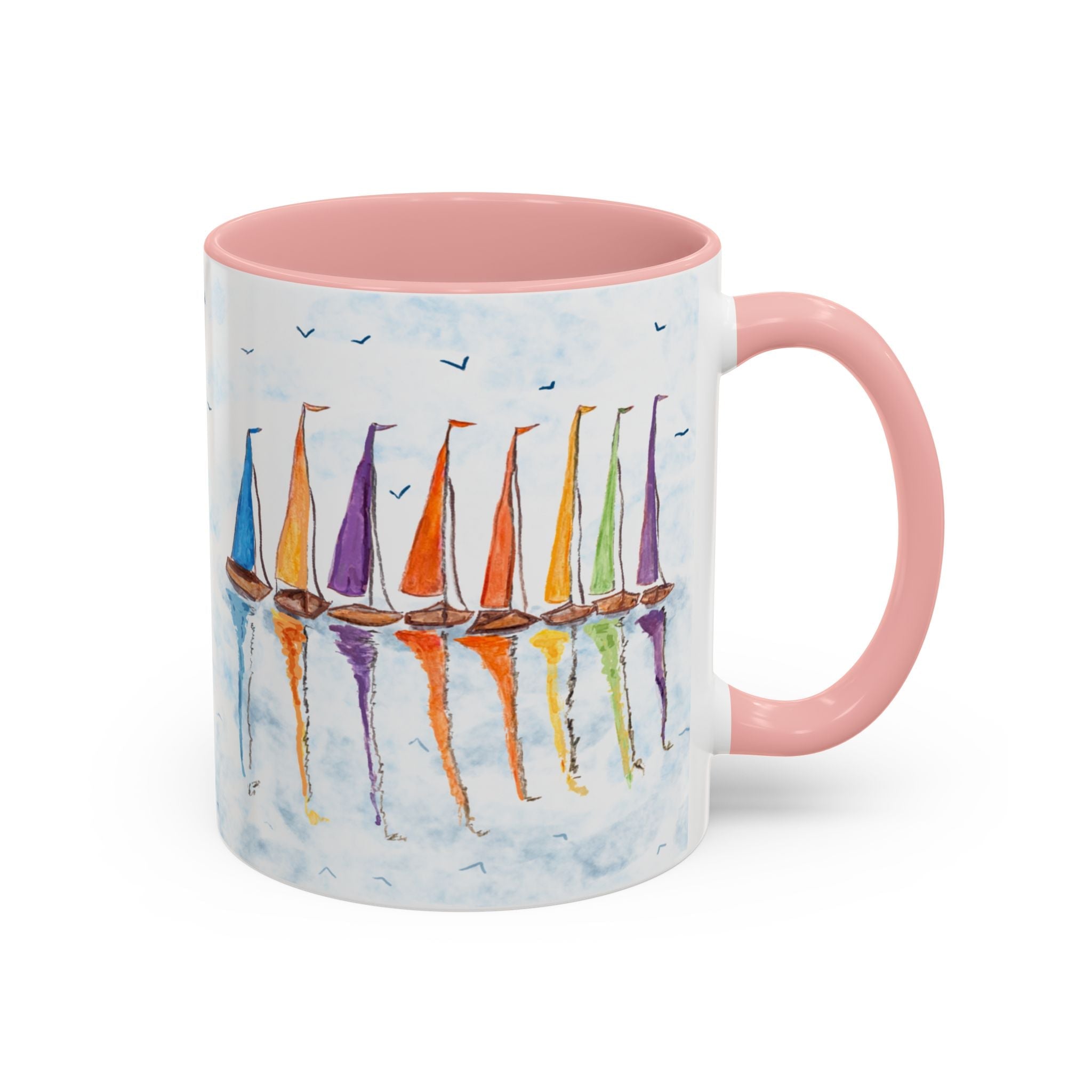 Sailboat Reflections Two Tone Coffee Mugs - Blue Cava
