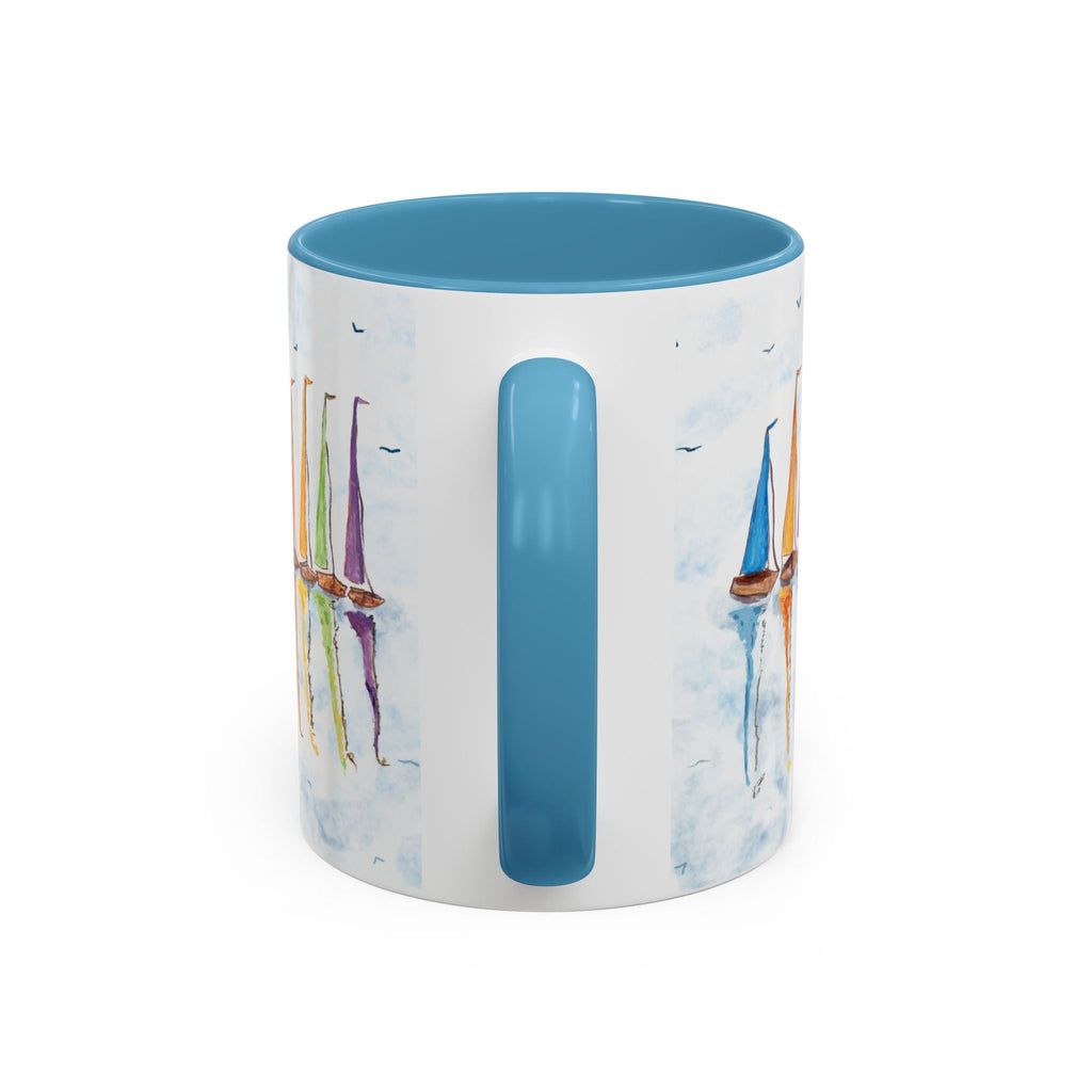 Sailboat Reflections Two Tone Coffee Mugs - Blue Cava