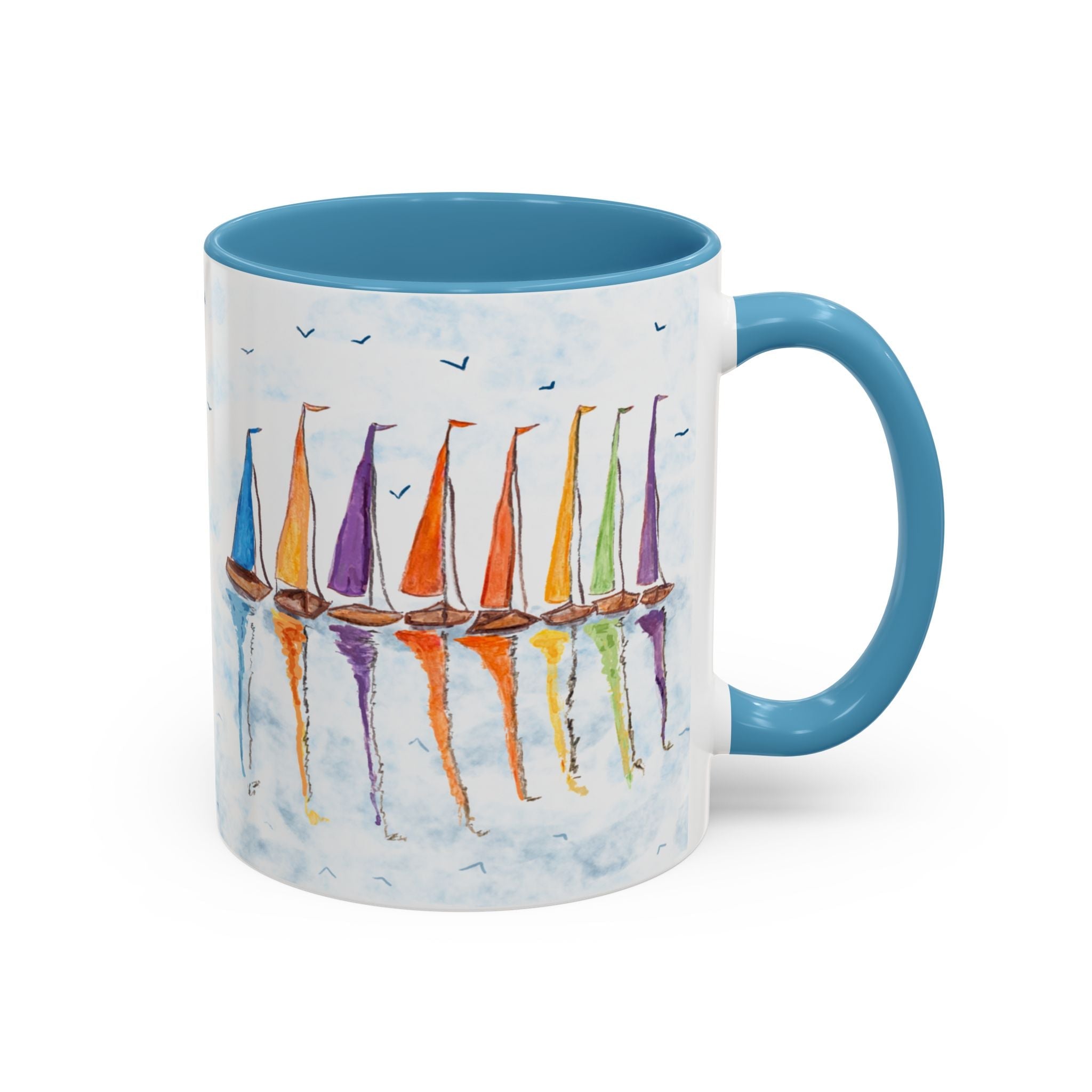 Sailboat Reflections Two Tone Coffee Mugs - Blue Cava