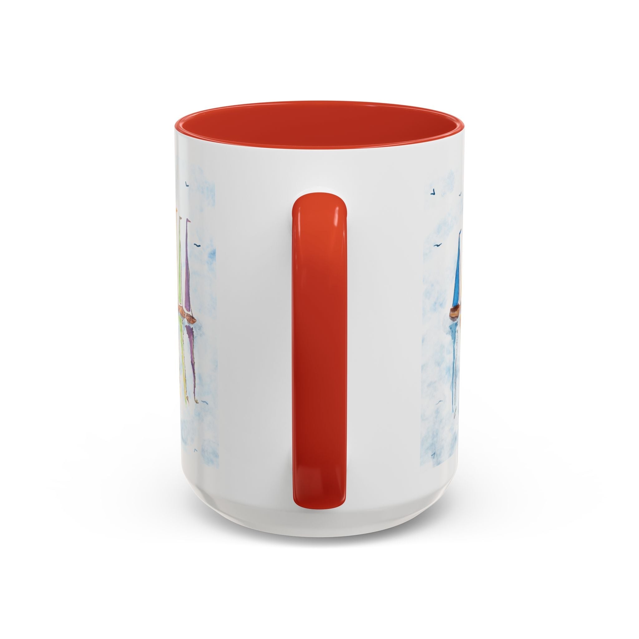 Sailboat Reflections Two Tone Coffee Mugs - Blue Cava