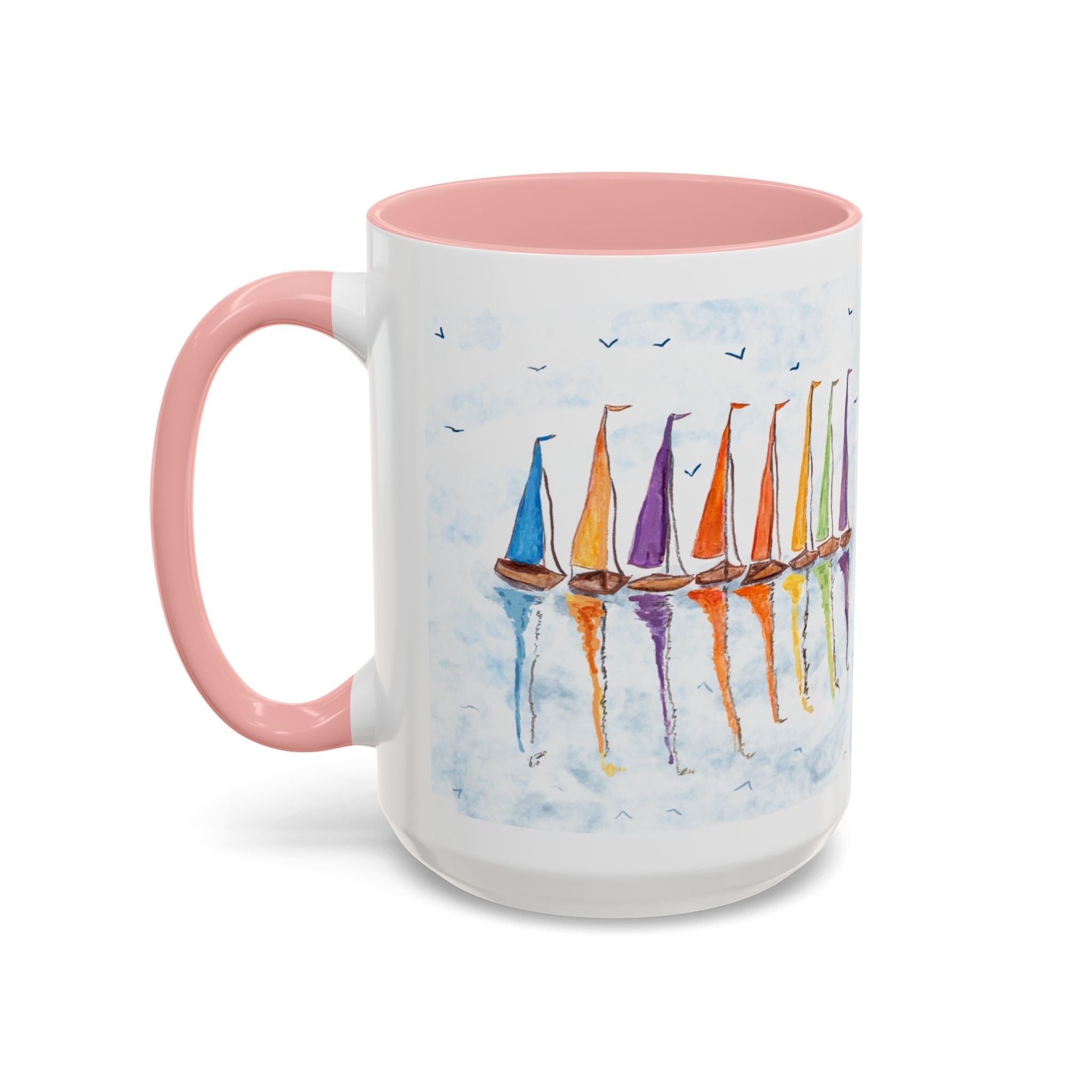 Sailboat Reflections Two Tone Coffee Mugs - Blue Cava