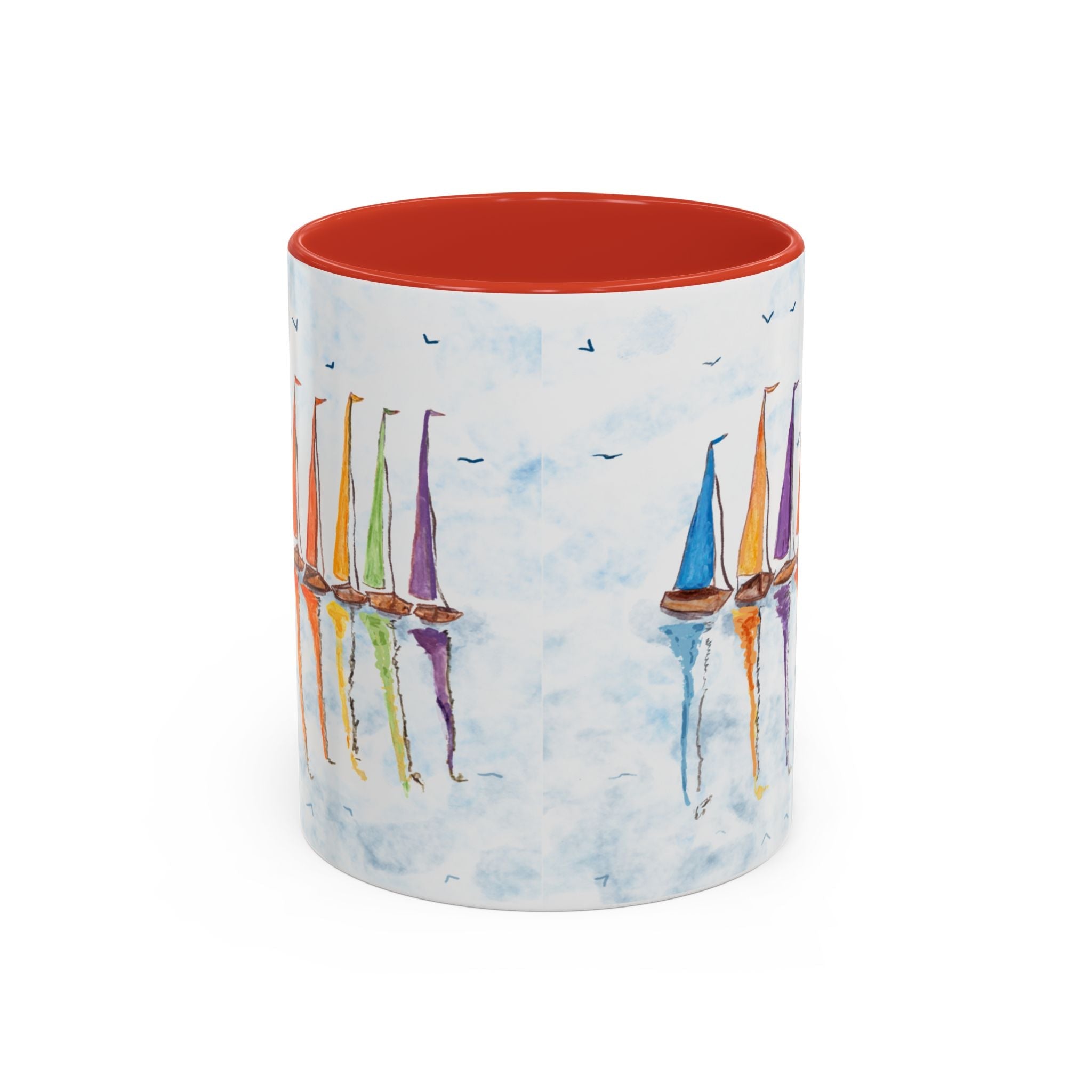 Sailboat Reflections Two Tone Coffee Mugs - Blue Cava