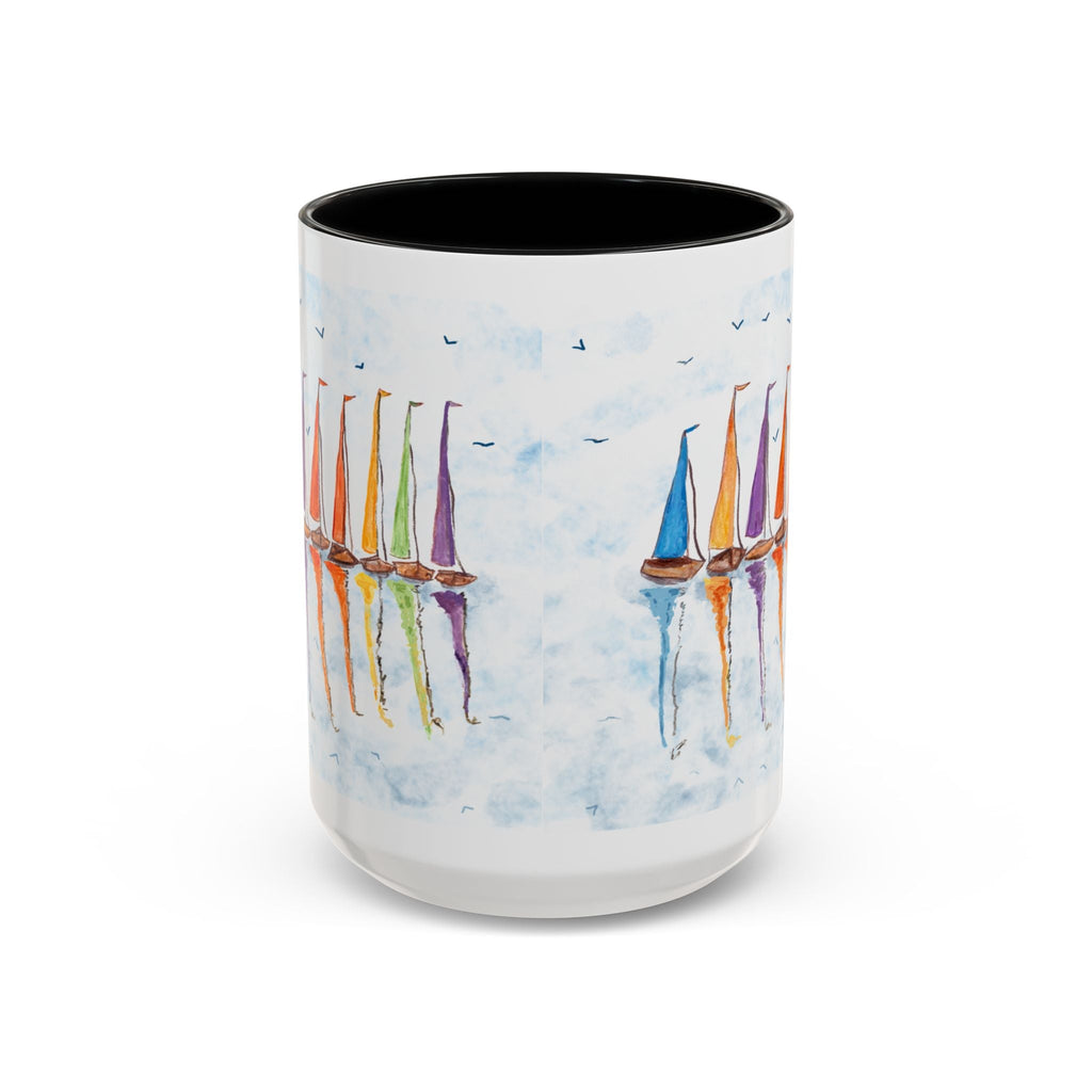 Sailboat Reflections Two Tone Coffee Mugs - Blue Cava