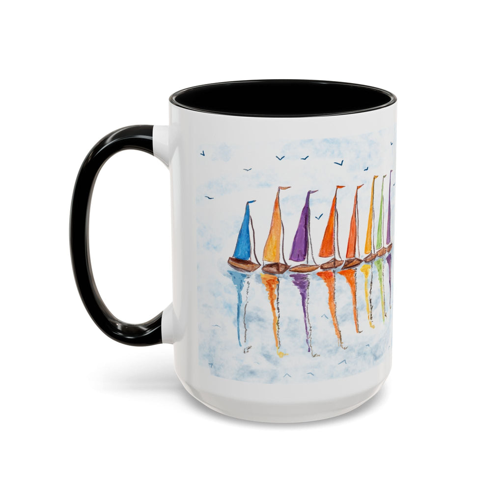 Sailboat Reflections Two Tone Coffee Mugs - Blue Cava