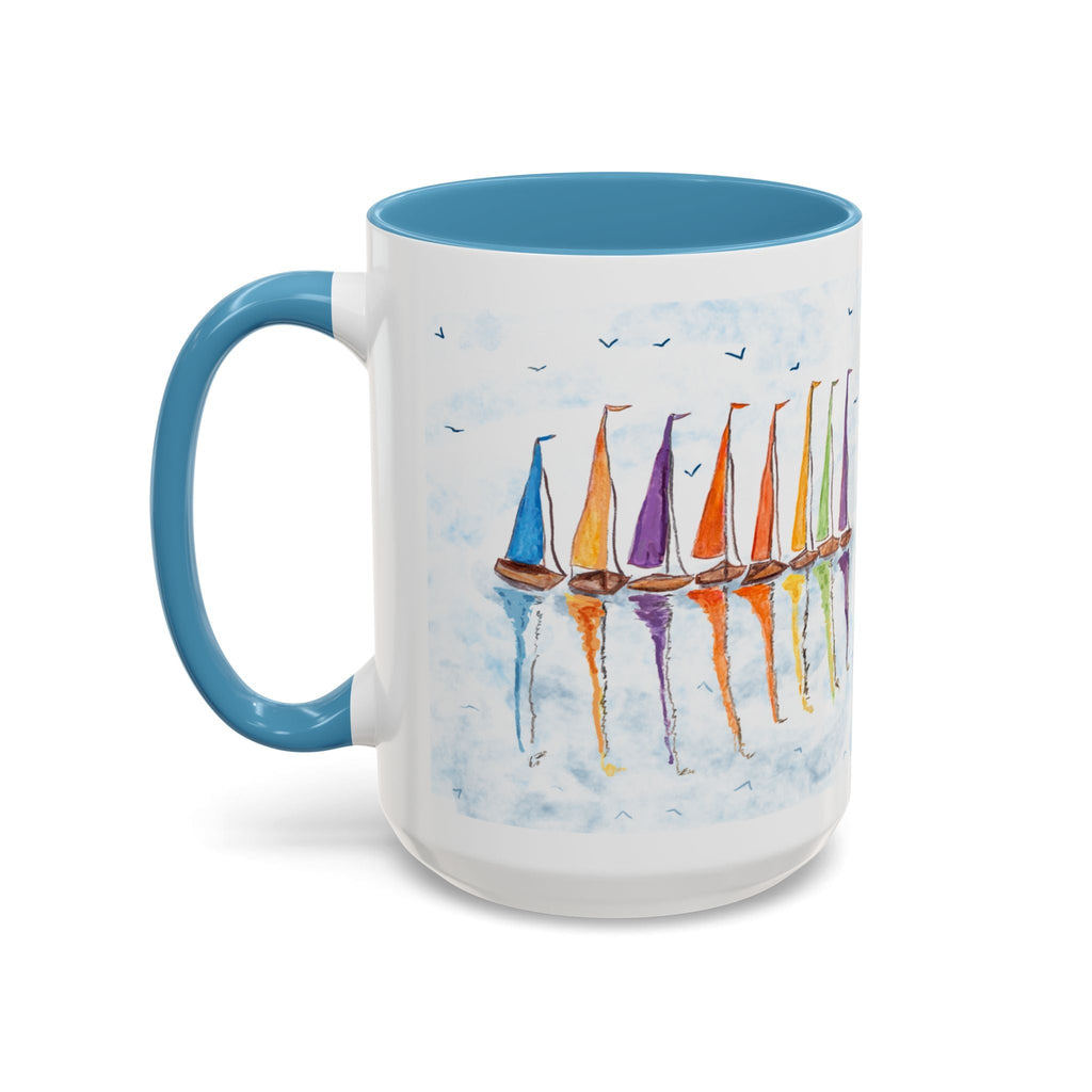 Sailboat Reflections Two Tone Coffee Mugs - Blue Cava