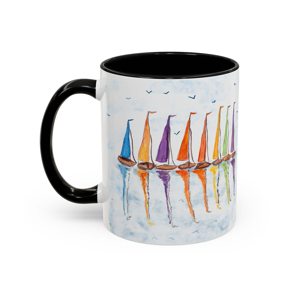 Sailboat Reflections Two Tone Coffee Mugs - Blue Cava