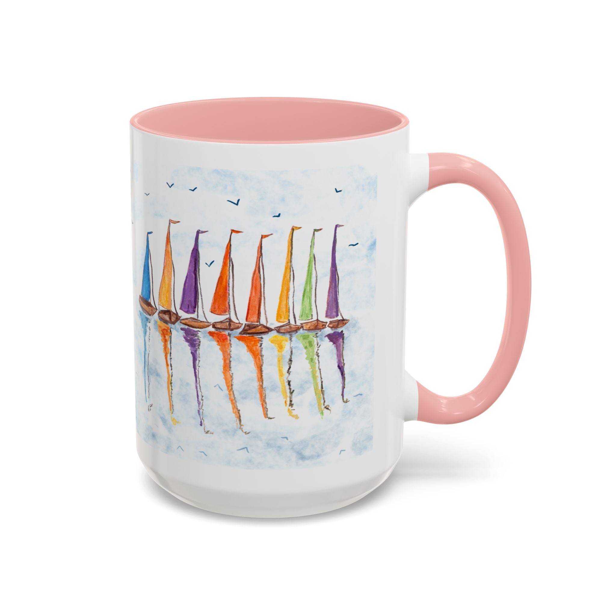 Sailboat Reflections Two Tone Coffee Mugs - Blue Cava