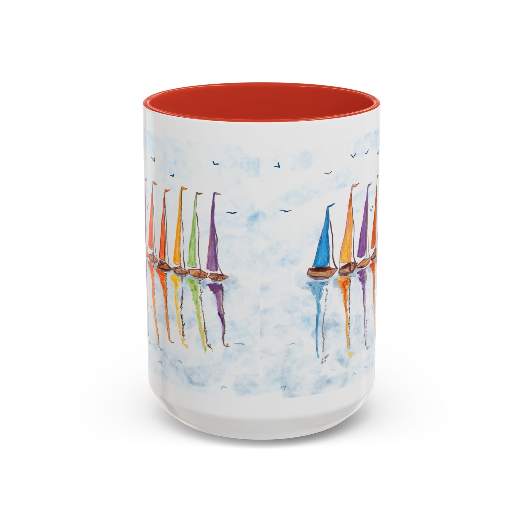 Sailboat Reflections Two Tone Coffee Mugs - Blue Cava