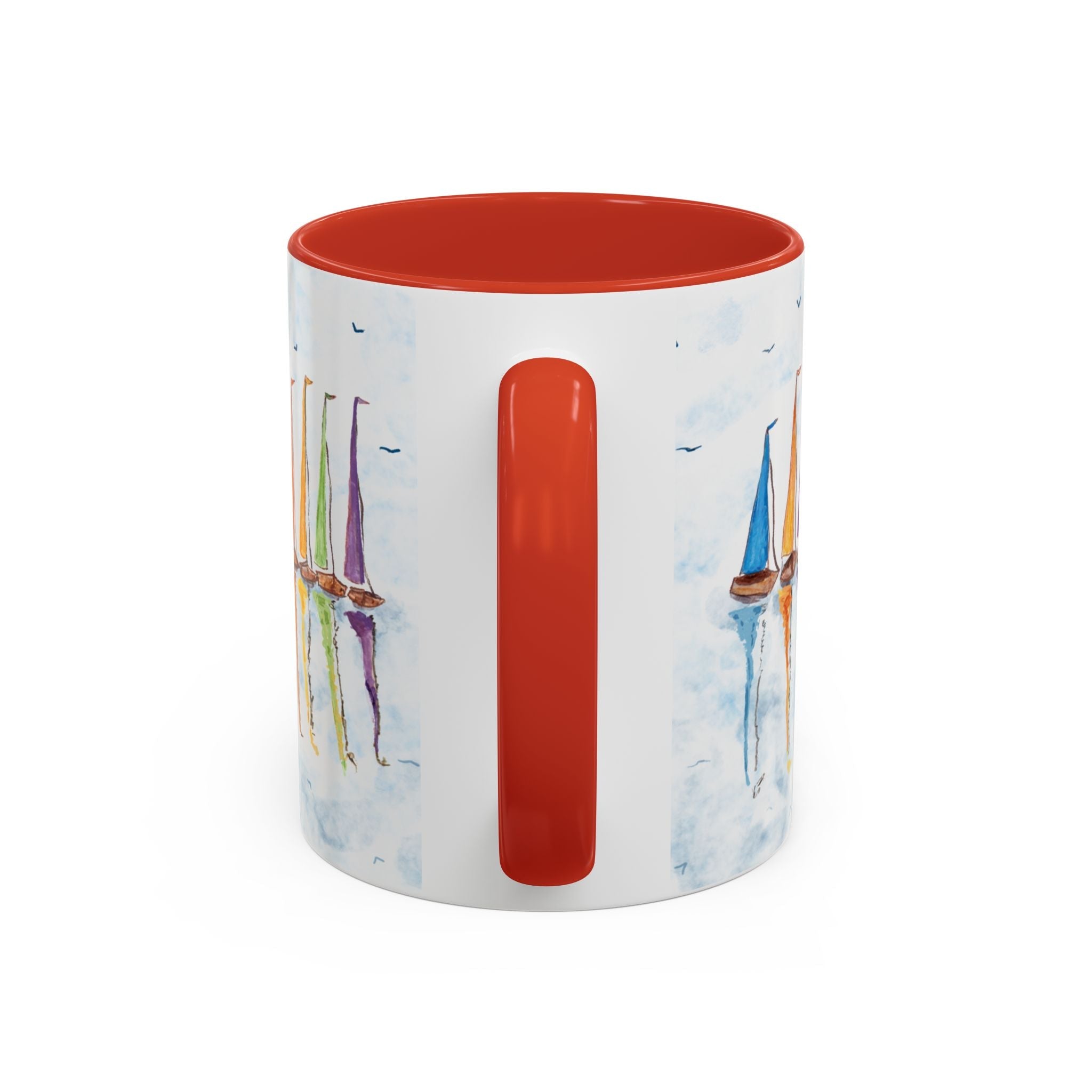 Sailboat Reflections Two Tone Coffee Mugs - Blue Cava