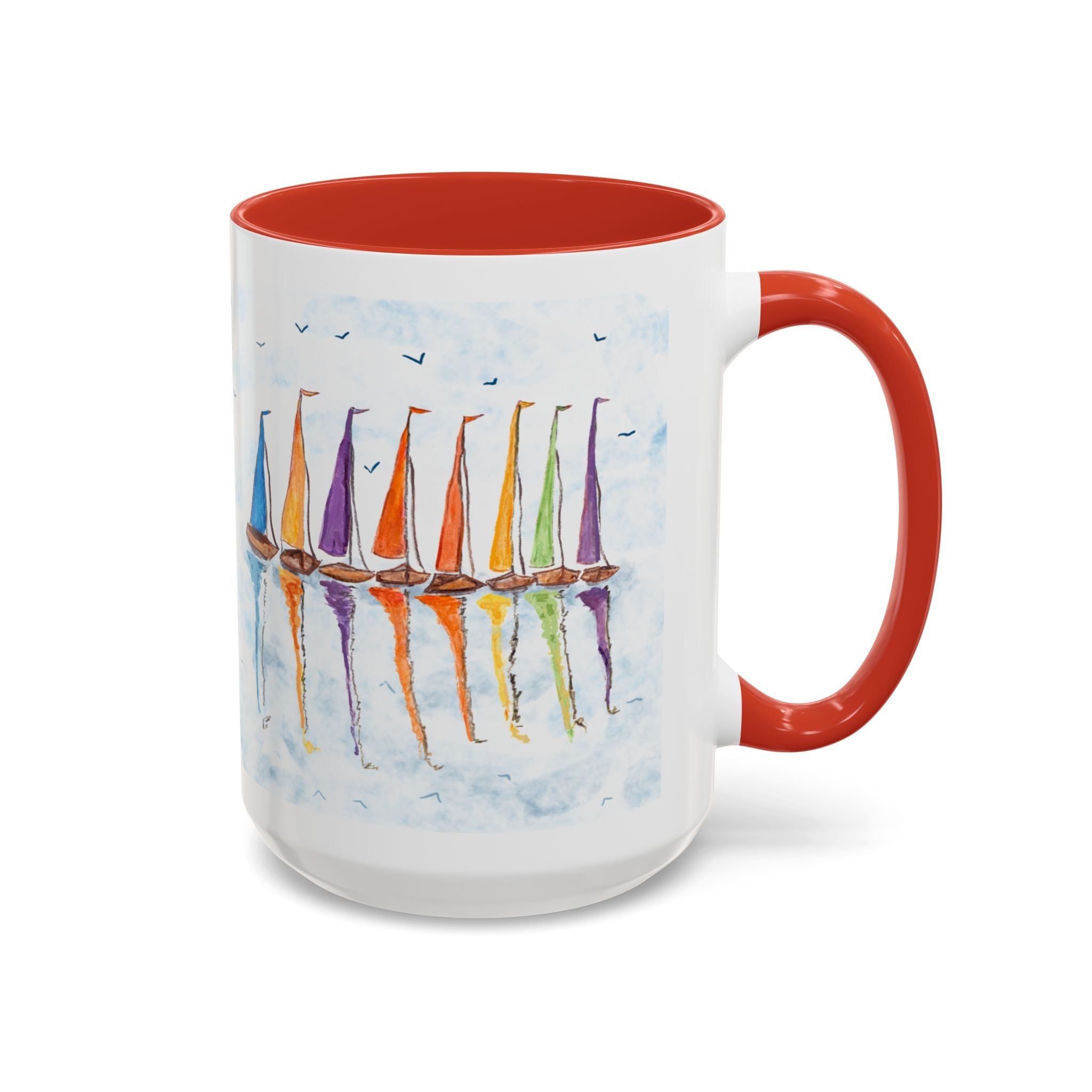 Sailboat Reflections Two Tone Coffee Mugs - Blue Cava