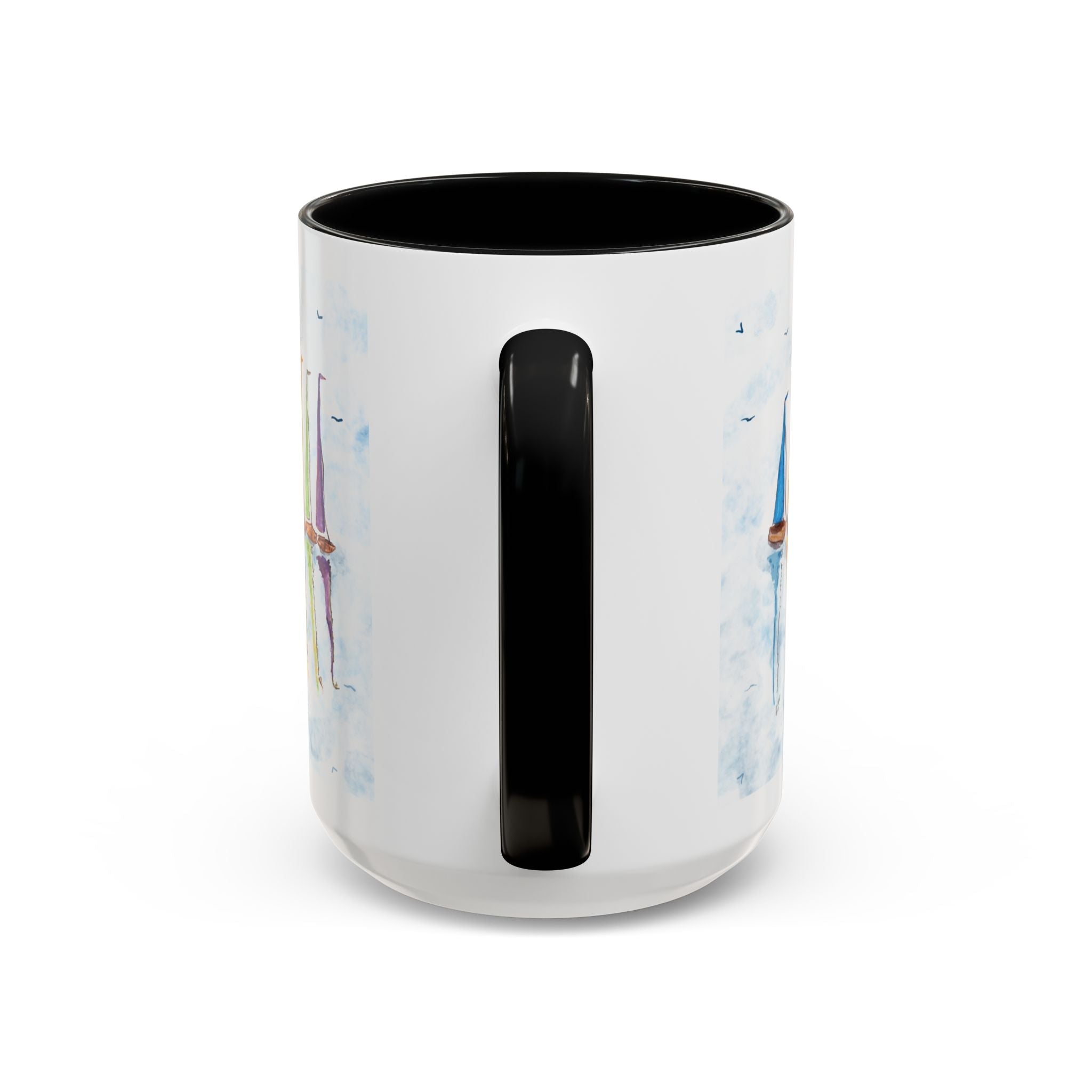 Sailboat Reflections Two Tone Coffee Mugs - Blue Cava