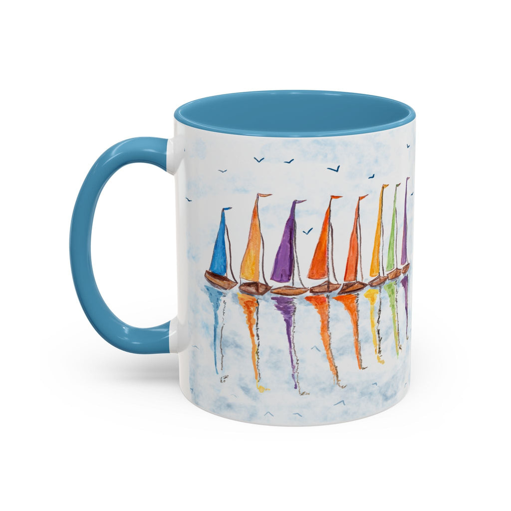 Sailboat Reflections Two Tone Coffee Mugs - Blue Cava