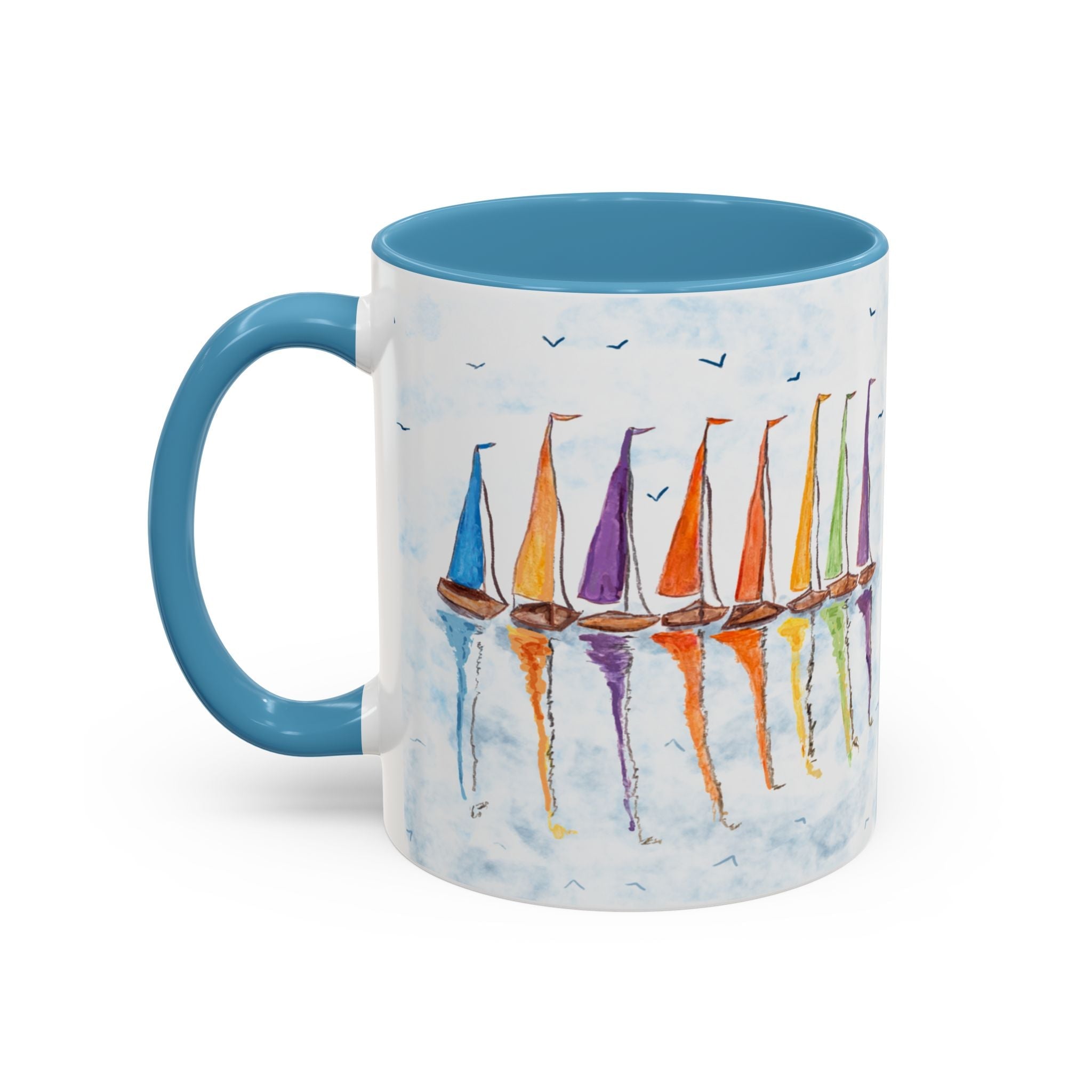 Sailboat Reflections Two Tone Coffee Mugs - Blue Cava