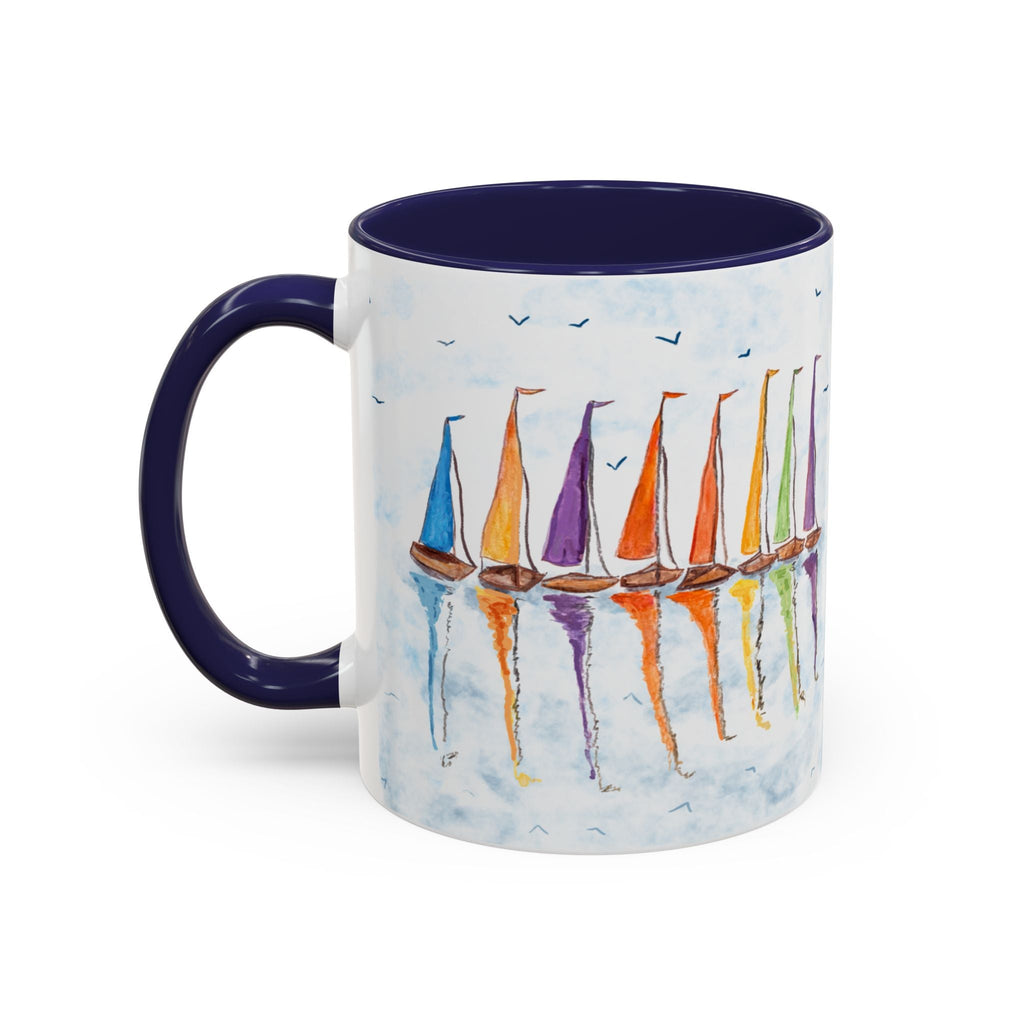 Sailboat Reflections Two Tone Coffee Mugs - Blue Cava