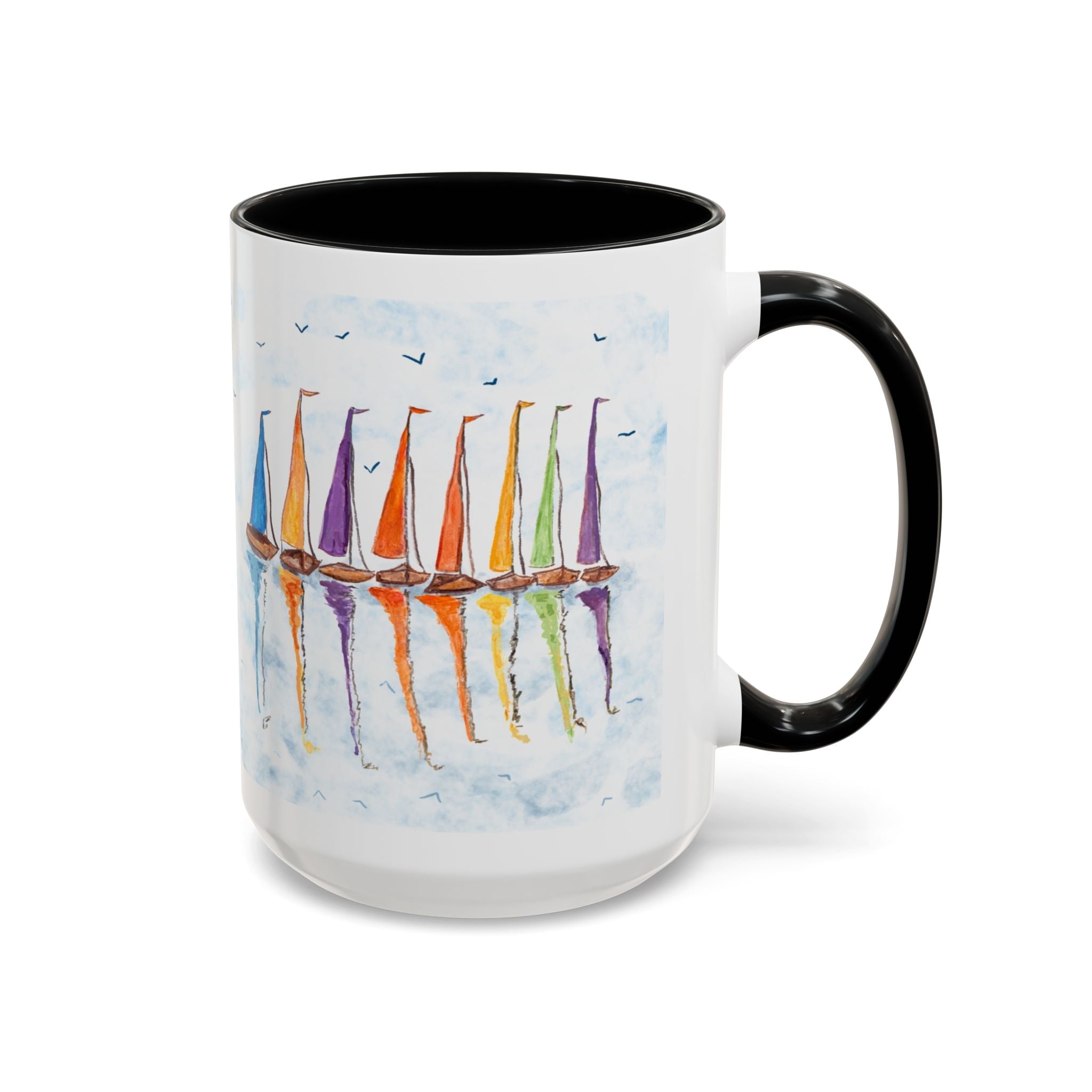 Sailboat Reflections Two Tone Coffee Mugs - Blue Cava