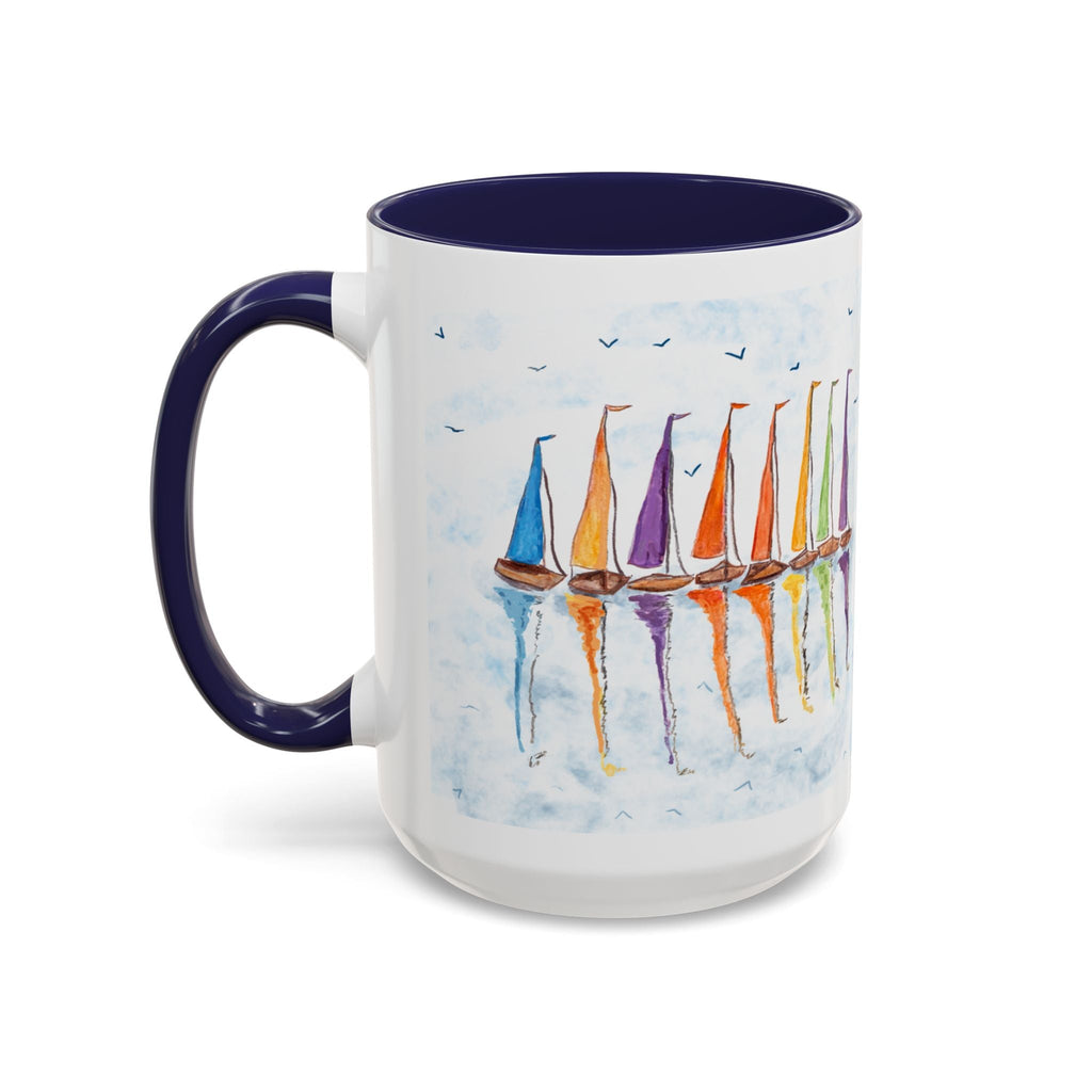 Sailboat Reflections Two Tone Coffee Mugs - Blue Cava