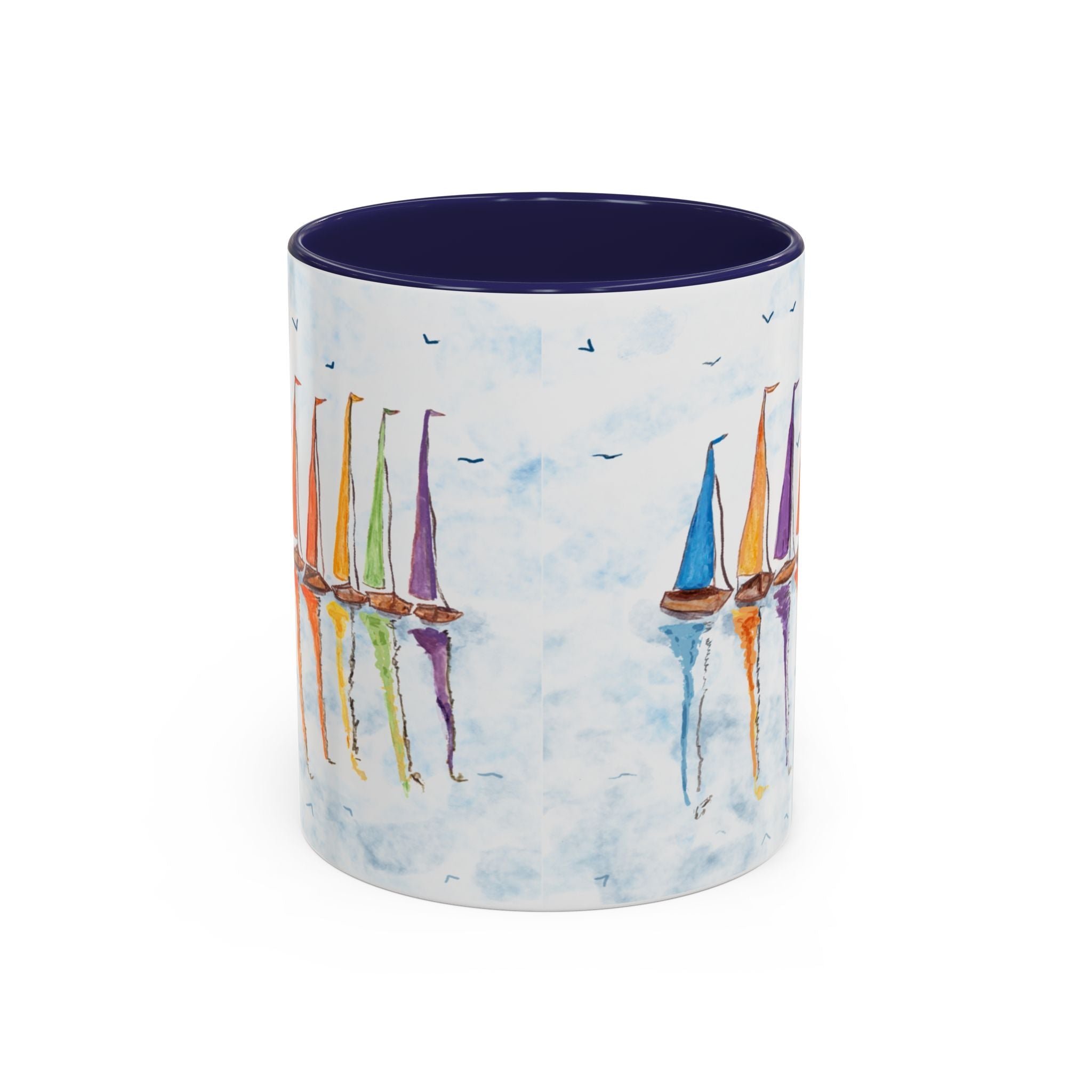 Sailboat Reflections Two Tone Coffee Mugs - Blue Cava