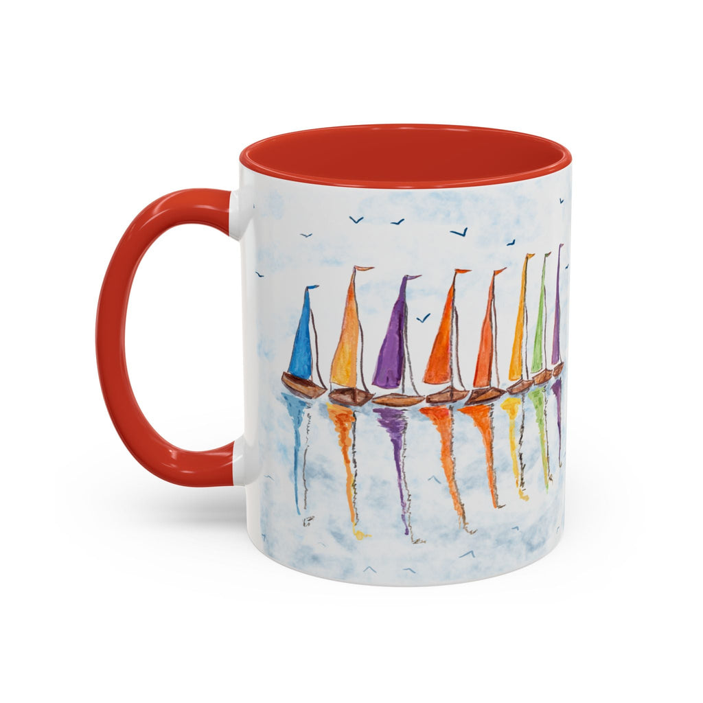Sailboat Reflections Two Tone Coffee Mugs - Blue Cava