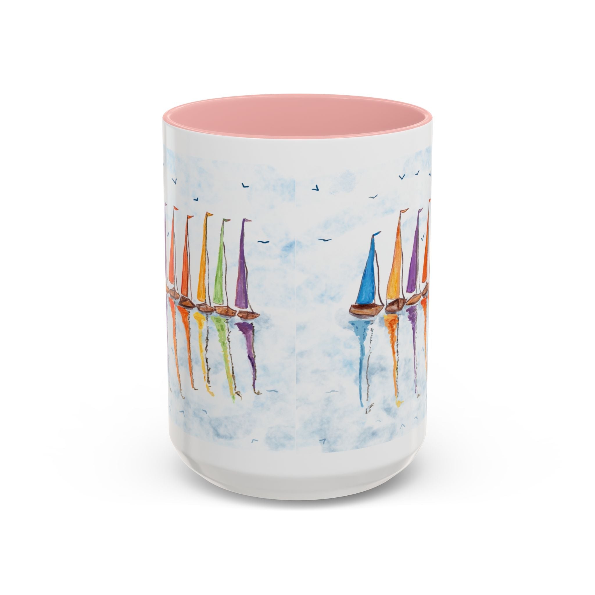 Sailboat Reflections Two Tone Coffee Mugs - Blue Cava