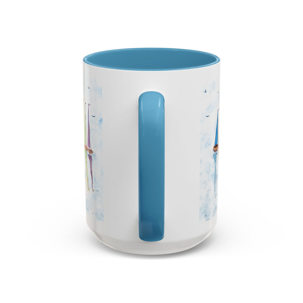 Sailboat Reflections Two Tone Coffee Mugs - Blue Cava