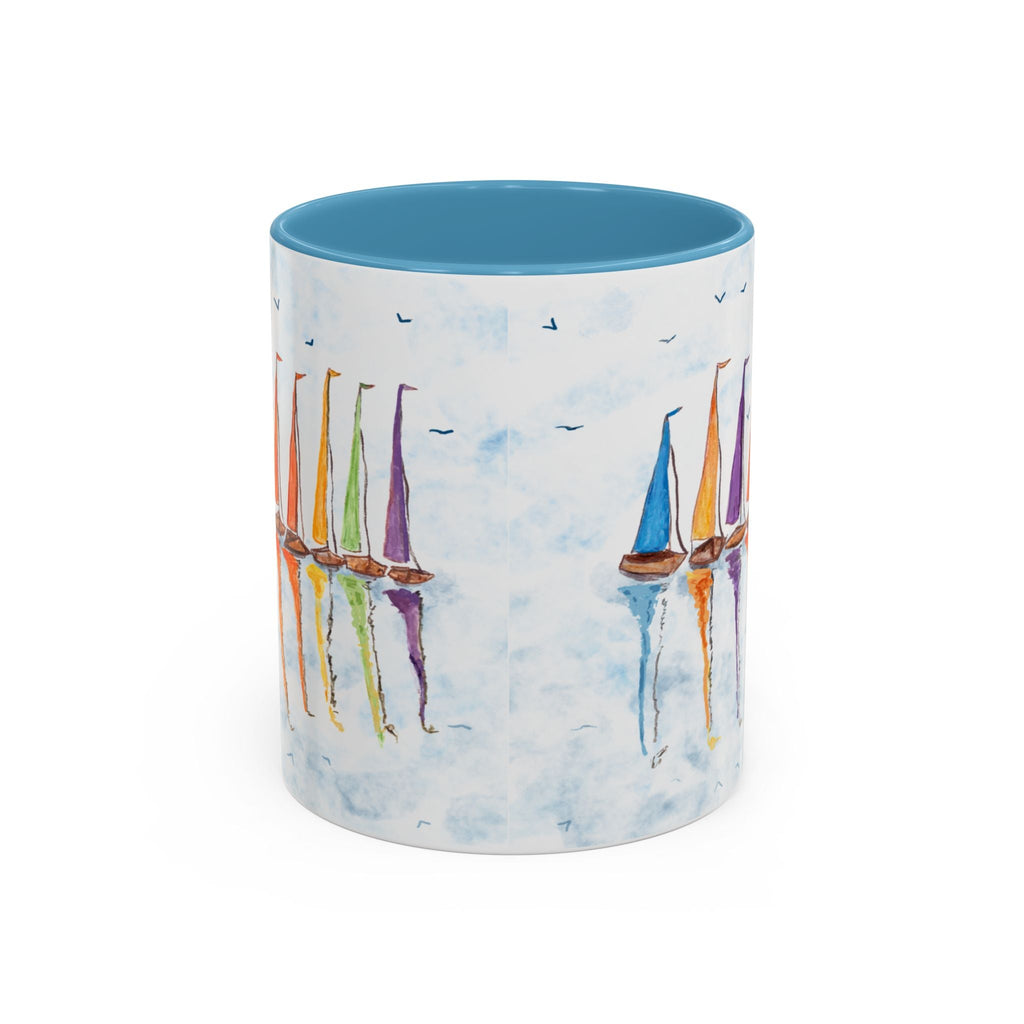 Sailboat Reflections Two Tone Coffee Mugs - Blue Cava